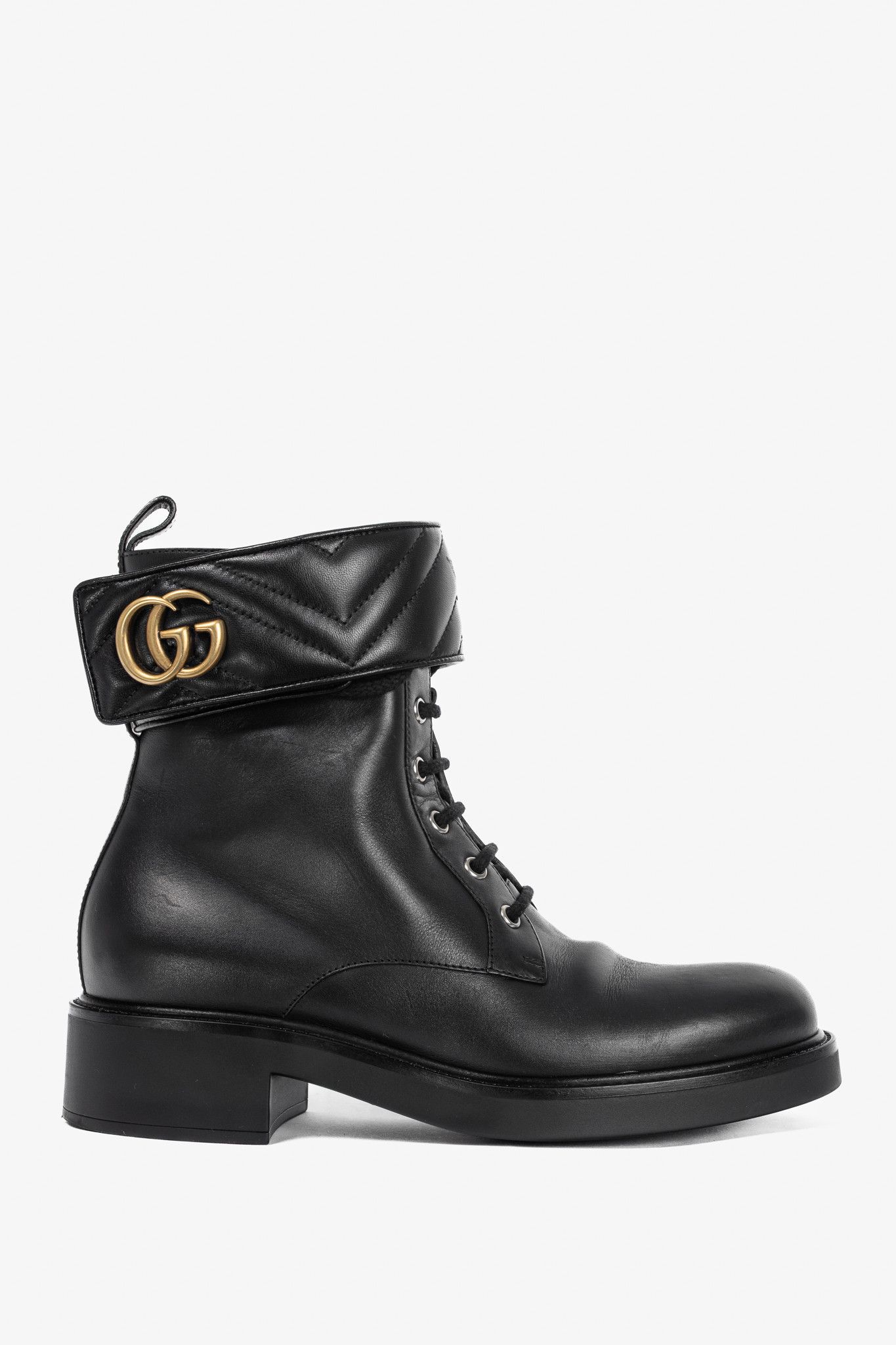 Gucci Gucci Black Leather Double G Combat Ankle Boots Size US 9 / IT 39 - 1 Thumbnail