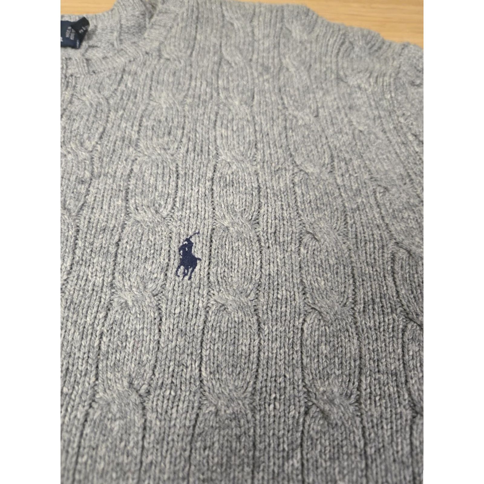 Polo Ralph Lauren Polo Ralph Lauren Sweater Mens 2XL Gray 100% Silk Cable Knit Crewneck Pullover Size US XXL / EU 58 / 5 - 5 Thumbnail