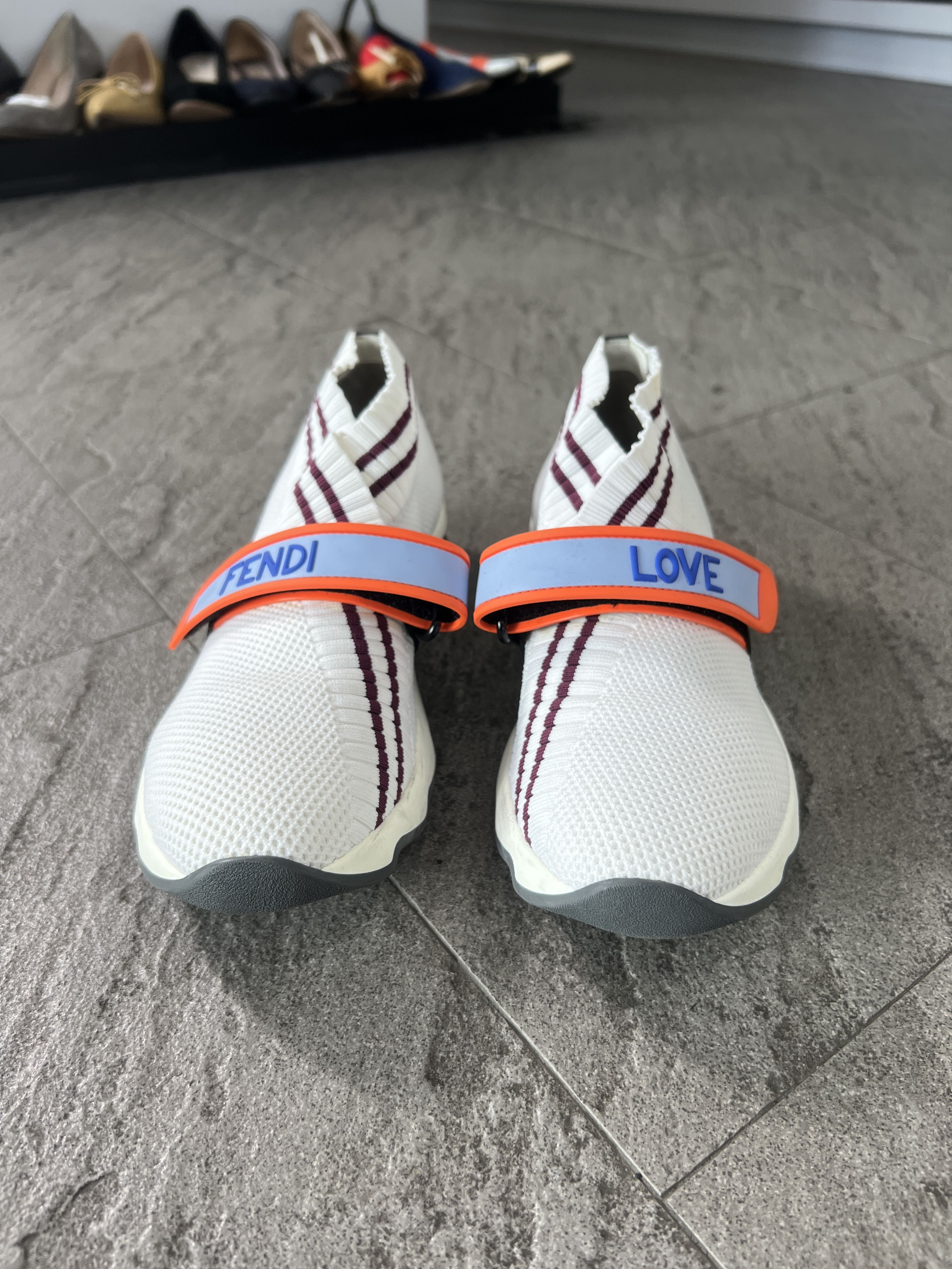 Fendi FENDI LOVE Strap Sock Sneakers White EU38 Size US 8 / IT 38 - 2 Thumbnail