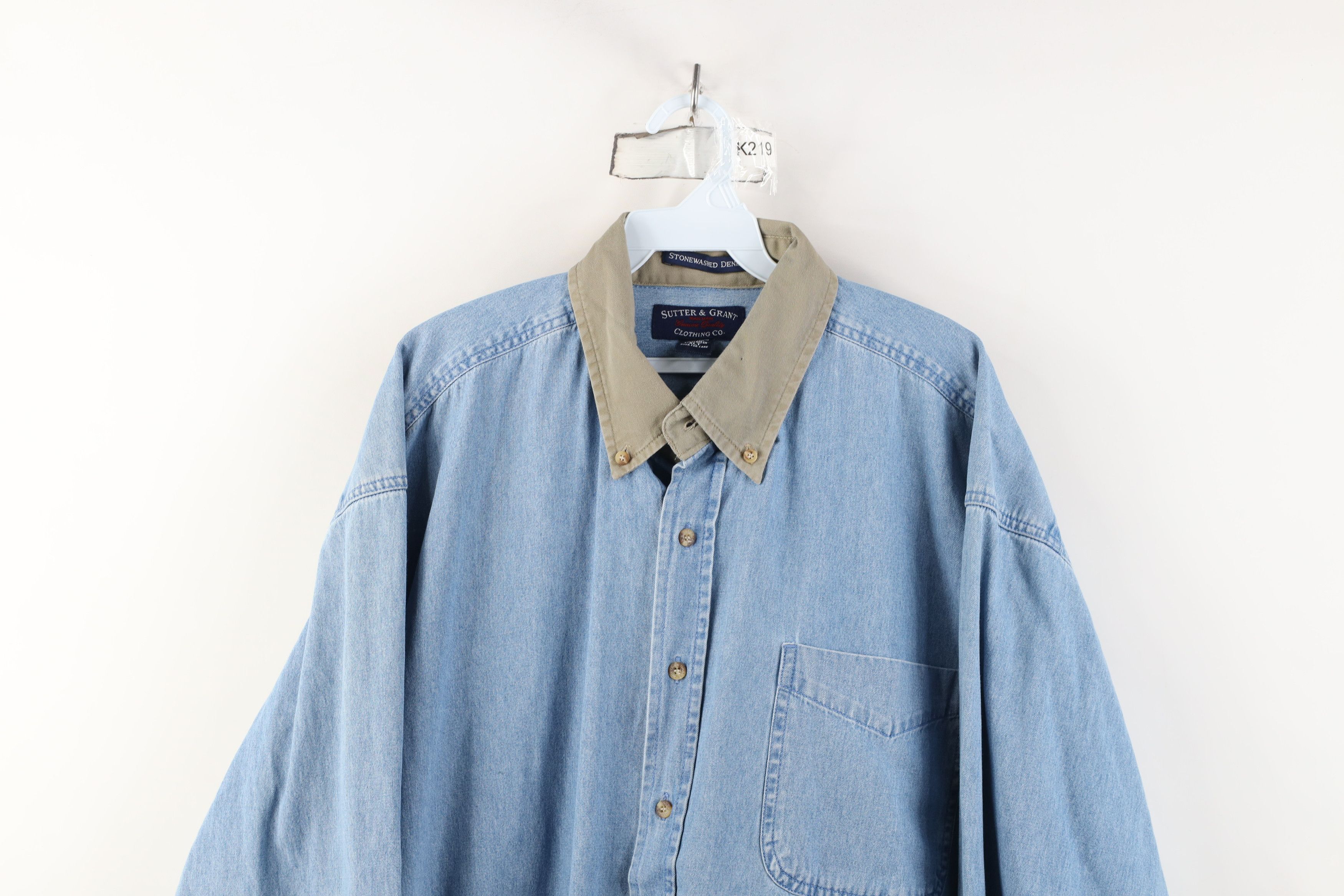 Vintage Vintage 90s Streetwear Stonewashed Denim Button Down Shirt Size US XL / EU 56 / 4 - 2 Thumbnail
