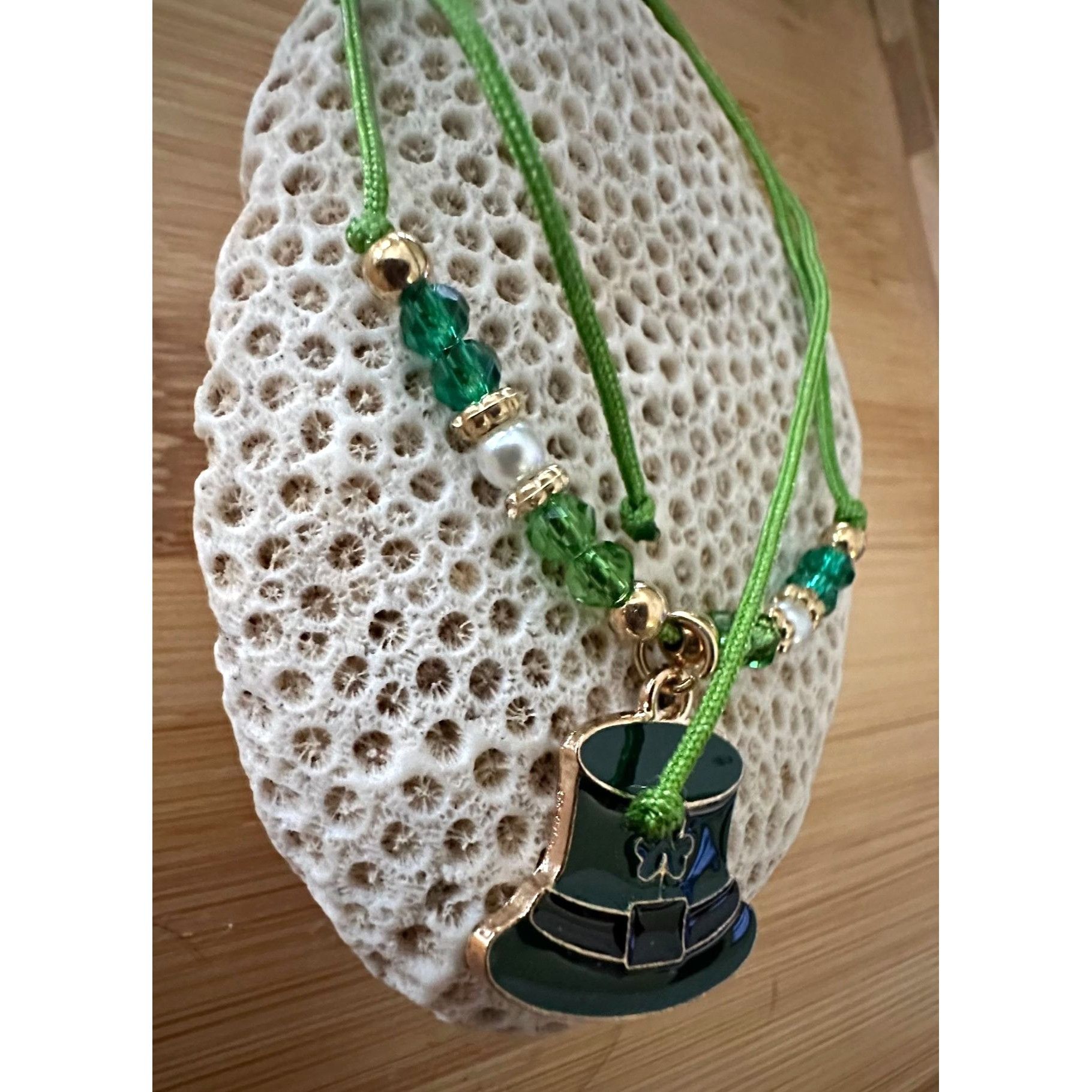 Handmade St Patricks Day Knotted String Beaded Bracelet Anklet Leprec Size ONE SIZE - 9 Thumbnail