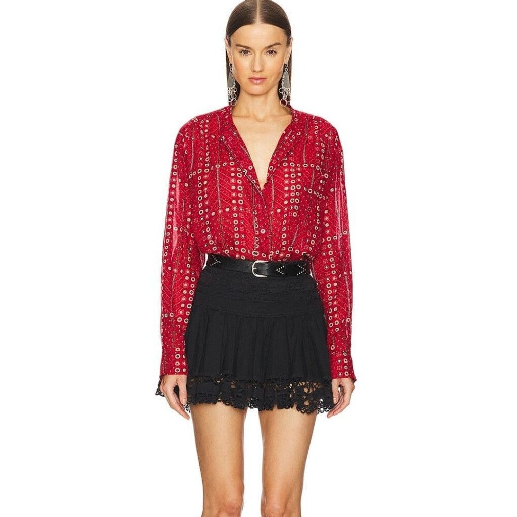 Isabel Marant Etoile NWT Isabel Marant Etoile Mexika Top in Red Button Down 36 Size S / US 4 / IT 40 - 1 Thumbnail