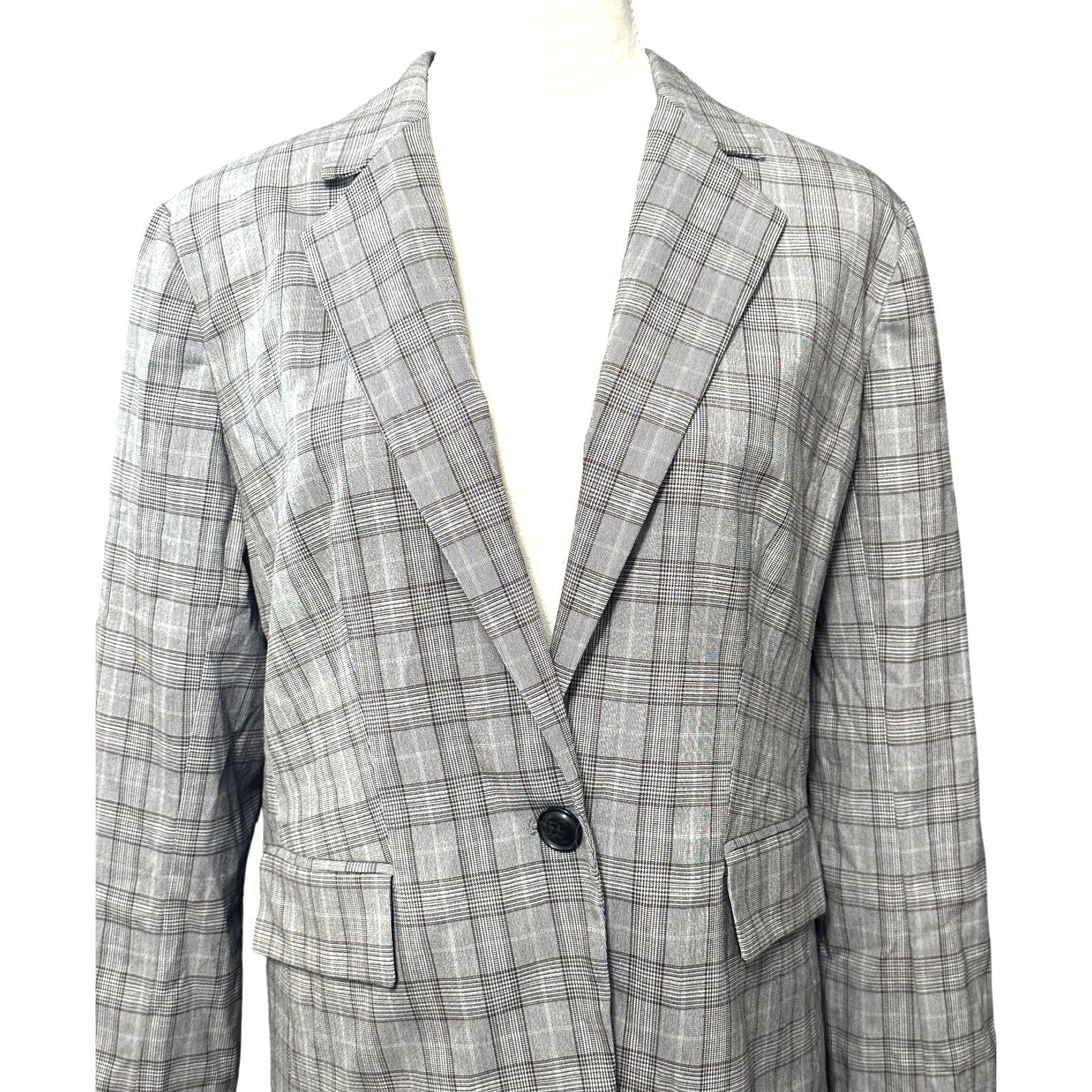 Nordstrom Nordstrom Women's Gray Plaid Single Button Blazer M NWOT Size M / US 6-8 / IT 42-44 - 2 Thumbnail