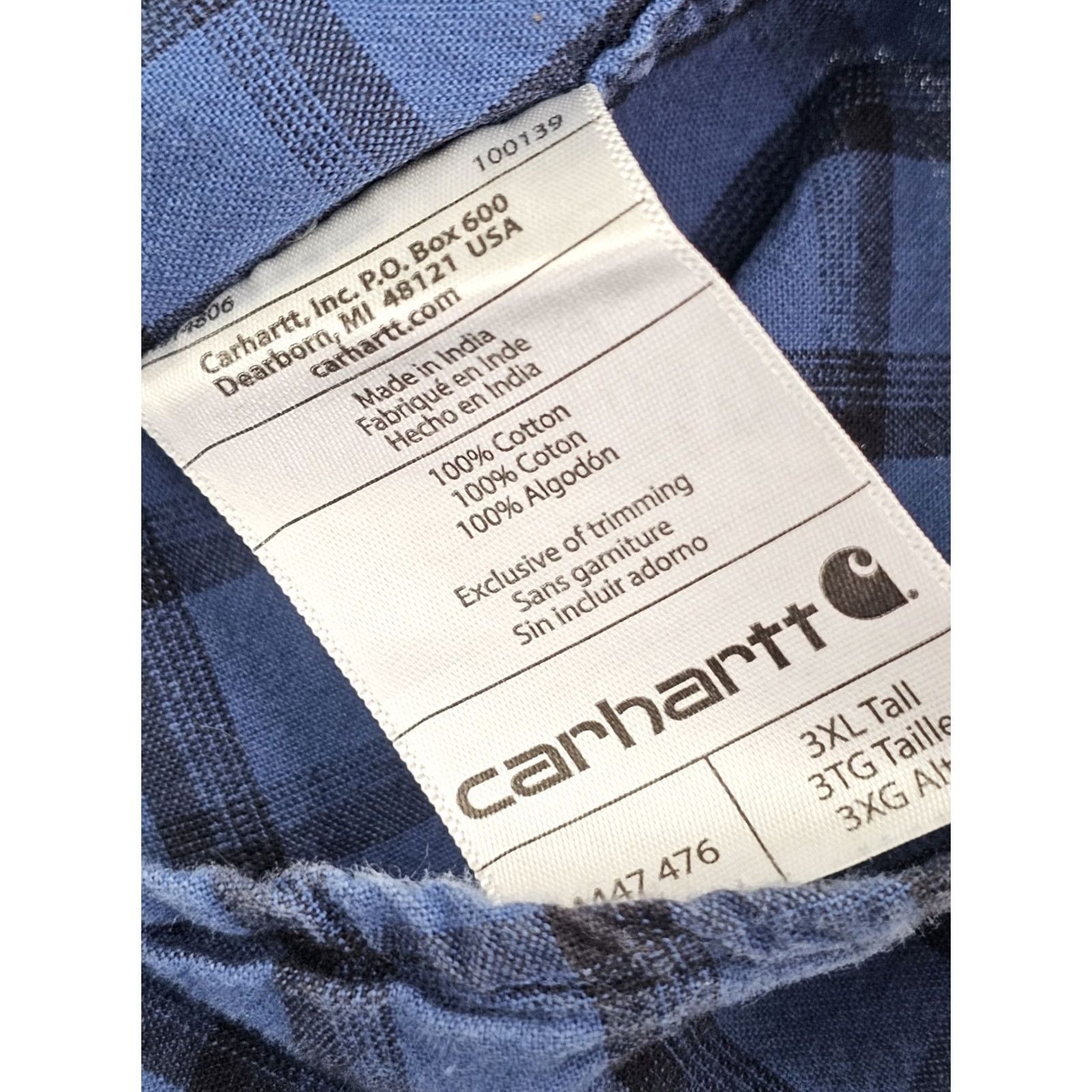 Carhartt Carhartt Original Fit Flannel Plaid Shirt Men 3XLT Tall Heavyweight Blue Check Shirt Size US XXL / EU 58 / 5 - 5 Thumbnail