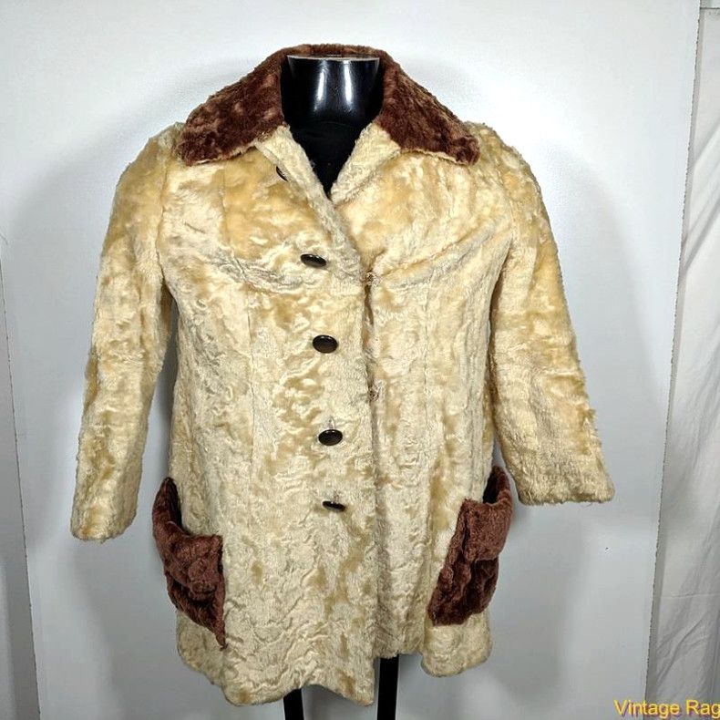 image of Vintage Persian Lamb Heavy Fur Jacket Coat Womens Size Xs Yellow/brown in White