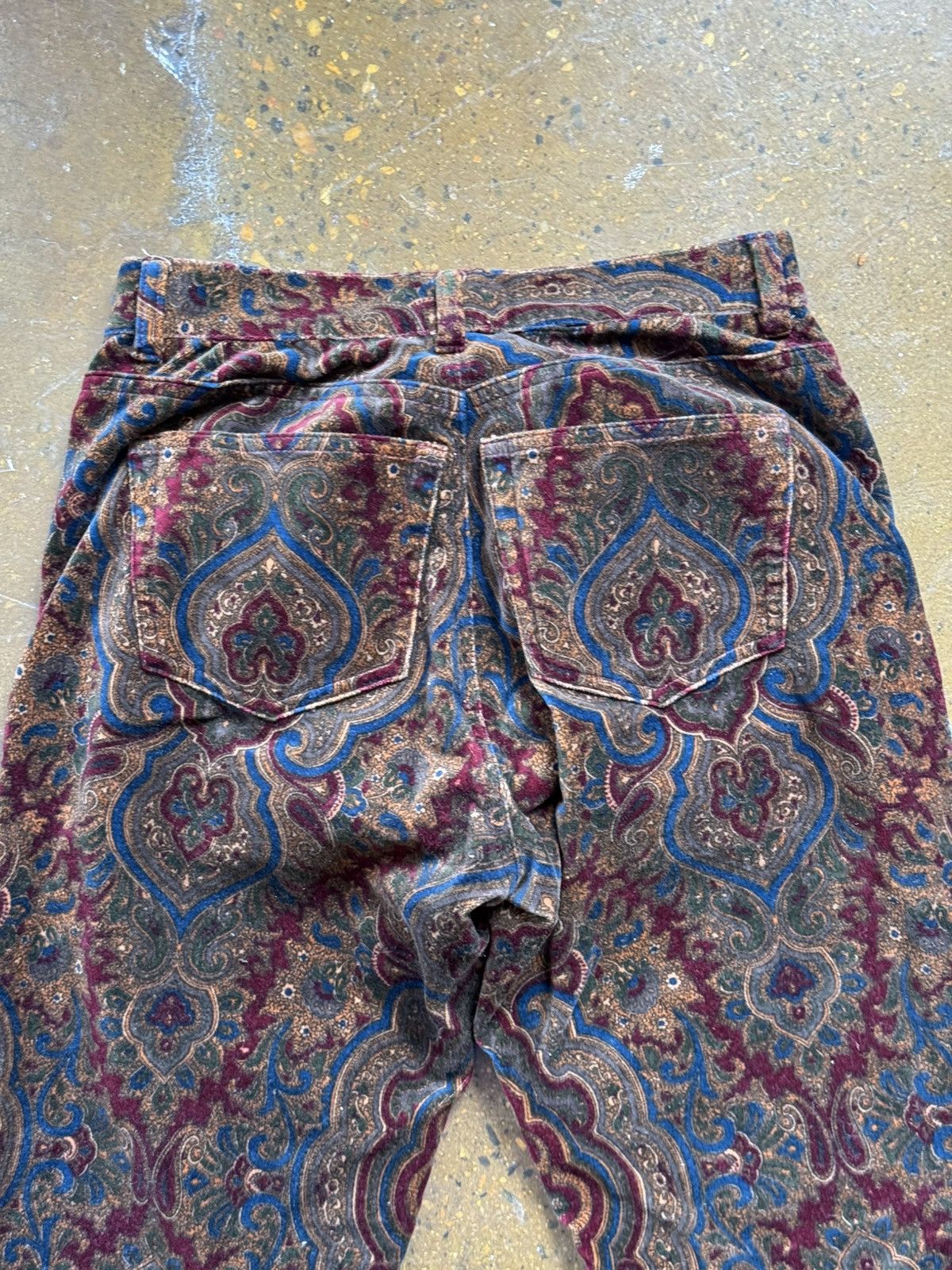 Vintage Brown and blue paisley print corduroy pants Size 24" / US 00 / IT 34 - 6 Thumbnail