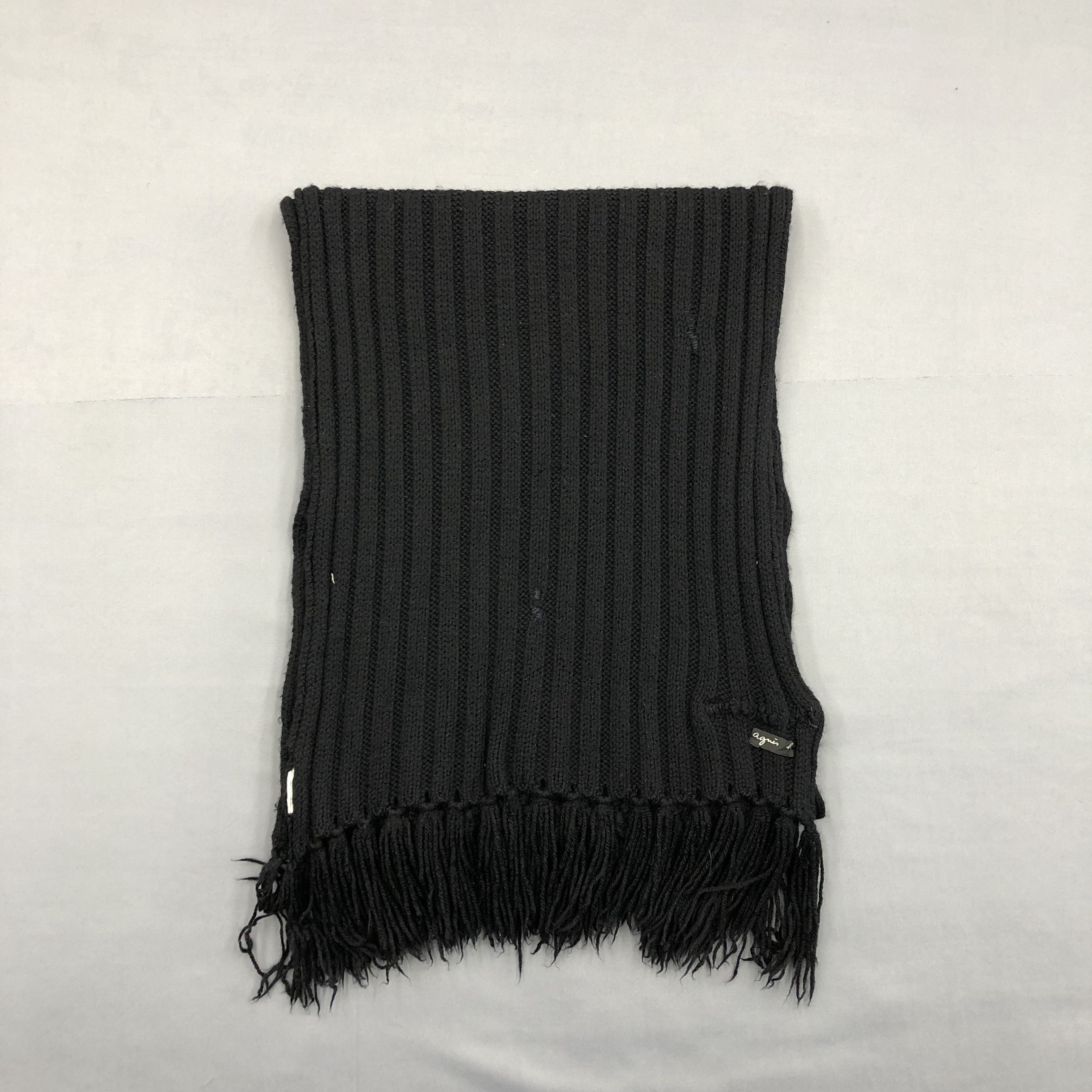 agnes b. Vintage Agnes B Scarf Ripped Ribbed Knit Wool Scarves Size ONE SIZE - 4 Thumbnail