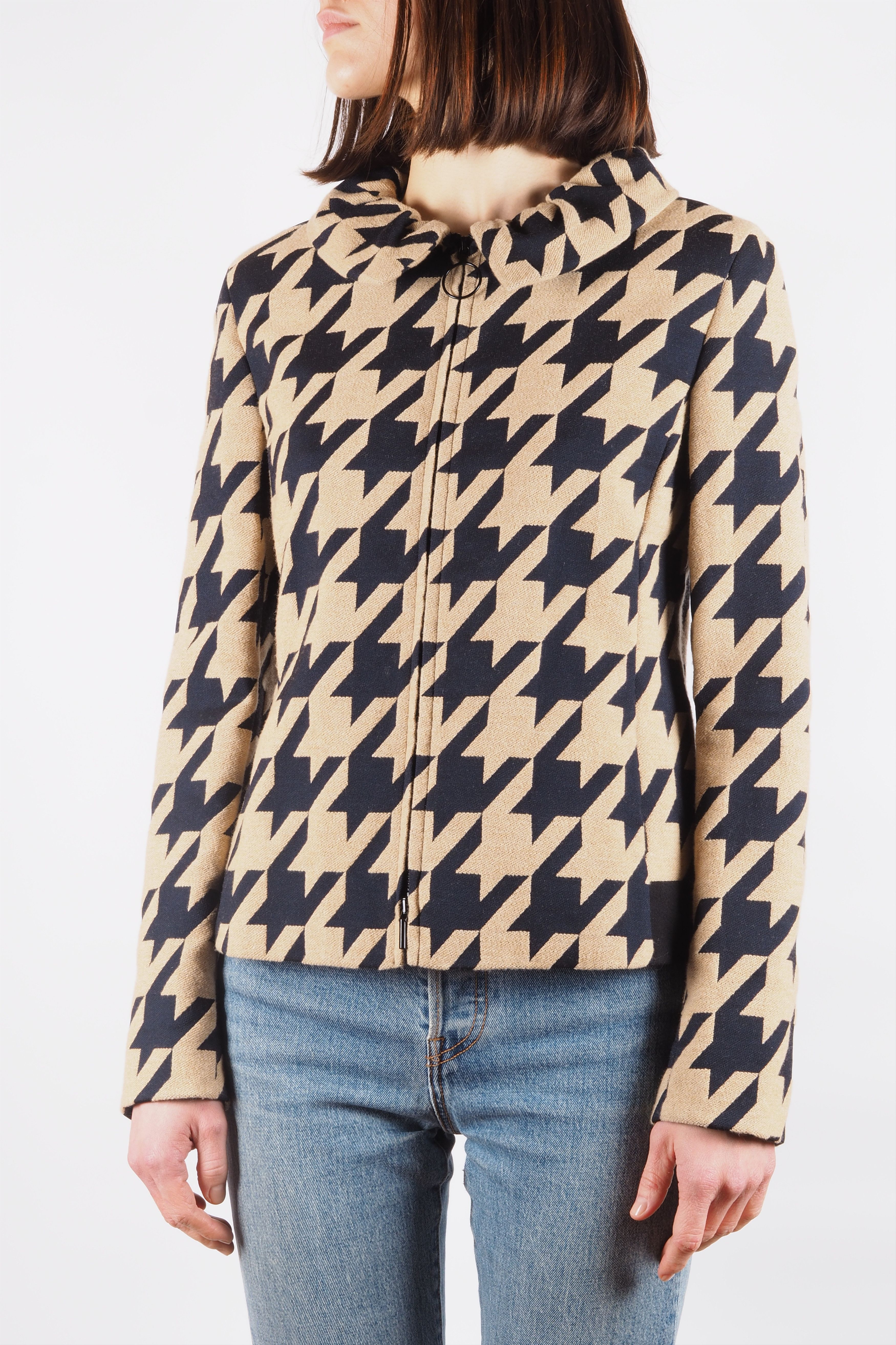 Akris Akris Beige Black Wool Houndstooth Jacket Size M / US 6-8 / IT 42-44 - 2 Thumbnail