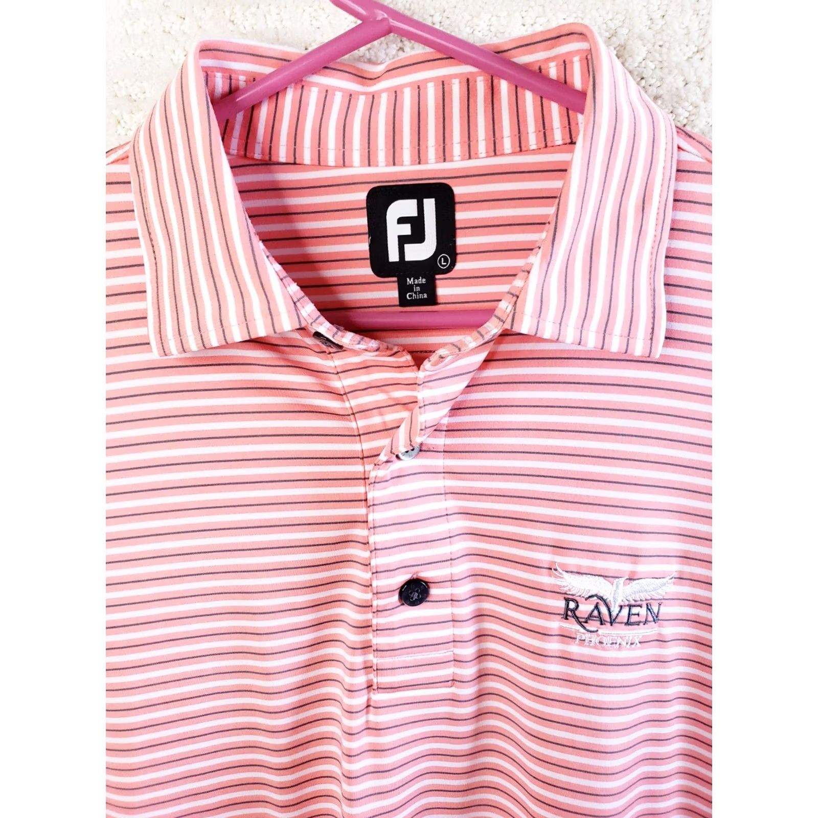 Footjoy FootJoy Mens Polo Golf Shirt Pink Stripe Short Sleeve L Regular Shirt Men Golf Pattern Floral All Over Size US L / EU 52-54 / 3 - 4 Thumbnail