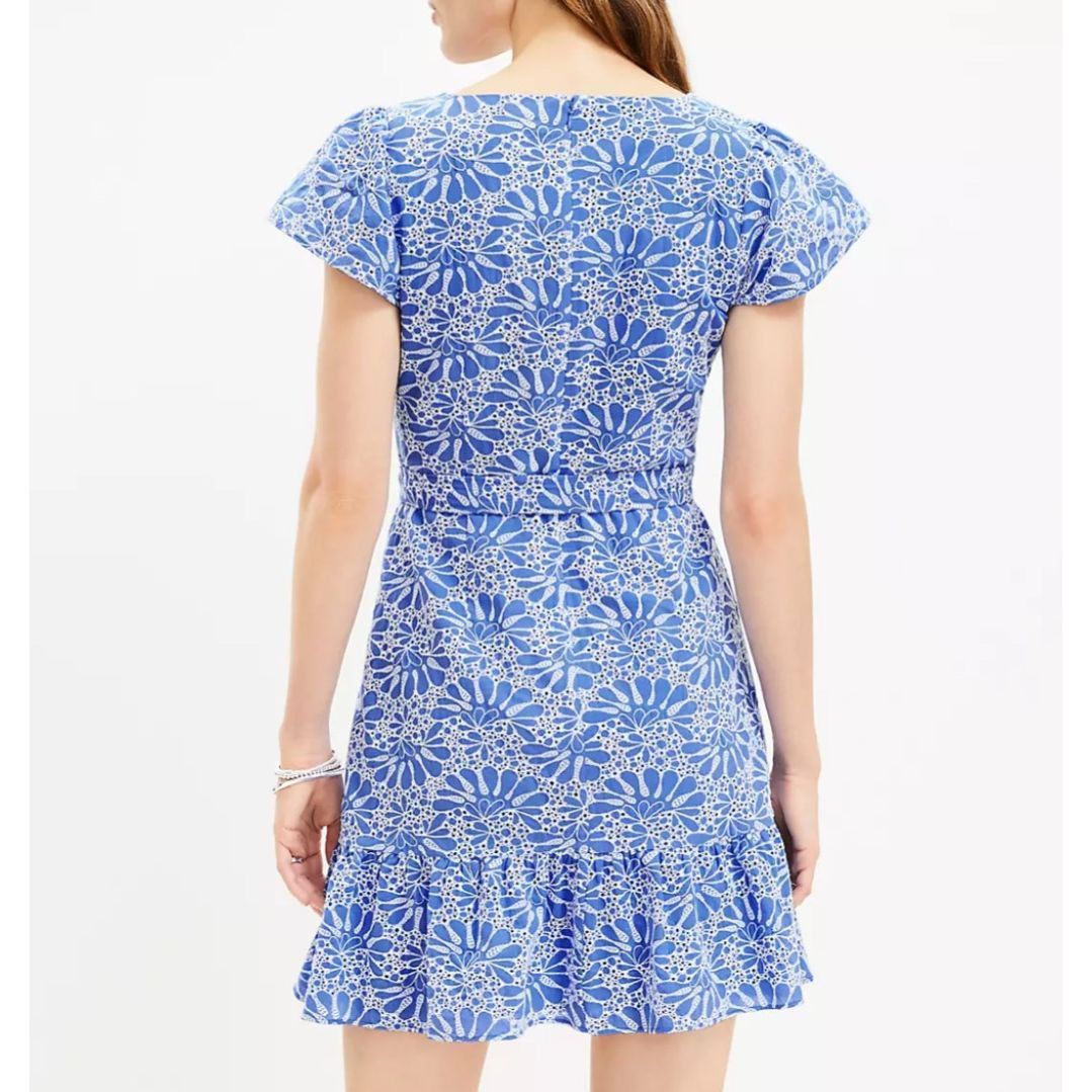 Loft Loft NWT Eyelet Belted Flutter Sleeve Swing Dress Sz 14 Size XL / US 12-14 / IT 48-50 - 2 Thumbnail