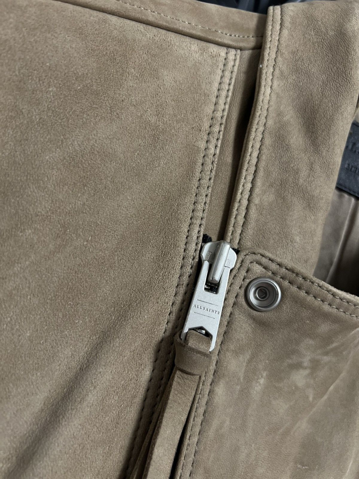 Allsaints AllSaints Holton Biker Suede Leather Jacket Beige Men M Size US M / EU 48-50 / 2 - 5 Thumbnail
