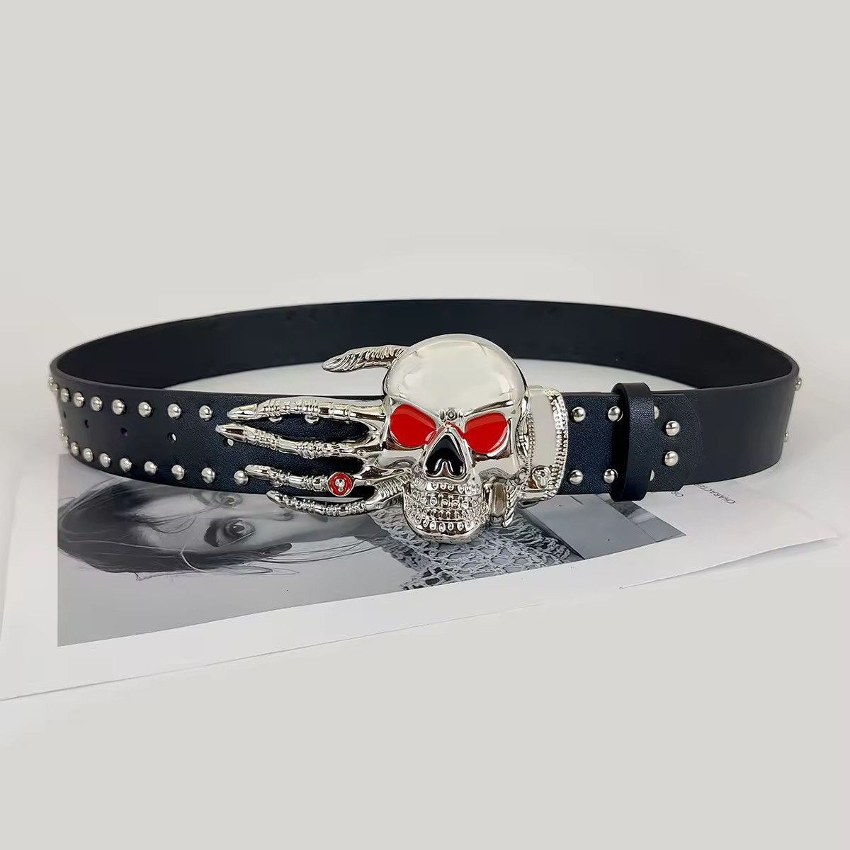 Other Gothic Punk PU Leather Skeleton Skulls Belt Size ONE SIZE - 2 Thumbnail