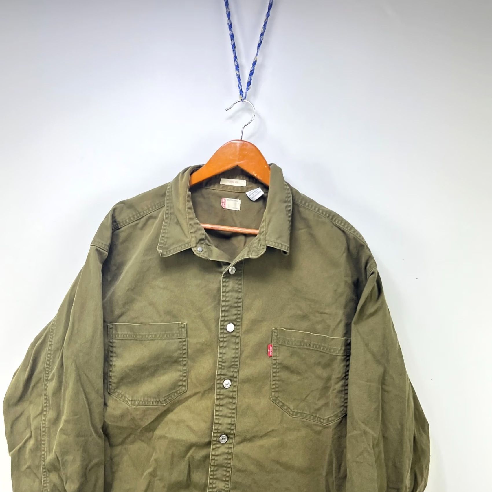 Levi's VINTAGE Levi's Button-Up Shirt XL Green 90s USA Western Long Sleeve Casual Mens Regular Cotton Pockets Size US XL / EU 56 / 4 - 2 Thumbnail