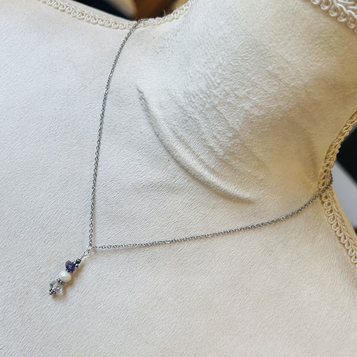 Handmade Handcrafted amethyst opalescent crystal necklace set Size ONE SIZE - 4 Thumbnail