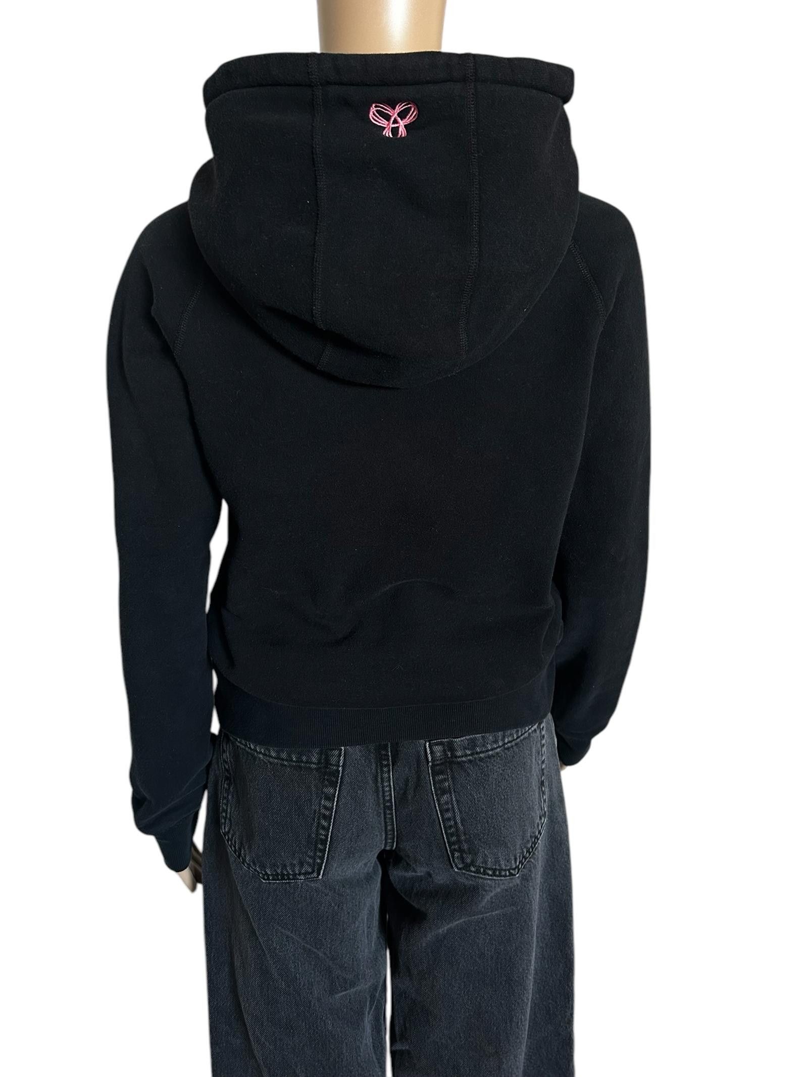 Designer Stylish Black Hoodie with Pink Embroidery Size S / US 4 / IT 40 - 5 Thumbnail