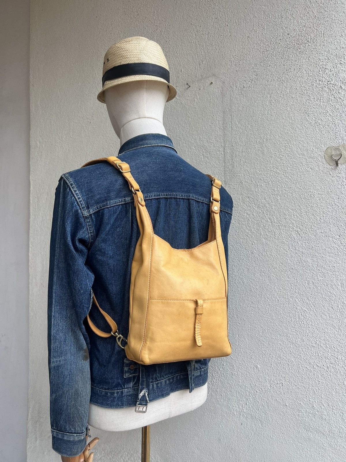 Leather Kissora Japan Fade Patina Leather Mini Backpack Bag Rucksack Size ONE SIZE - 1 Thumbnail