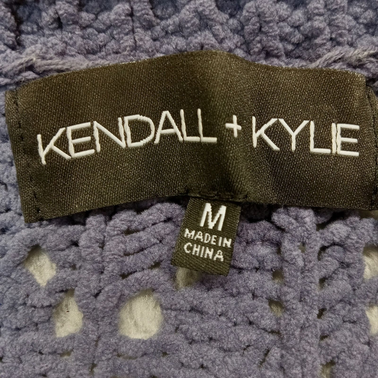 Kendall And Kylie Kendall + Kylie Chunky Crop Sweater M Open Knit Blue Size M / US 6-8 / IT 42-44 - 3 Thumbnail
