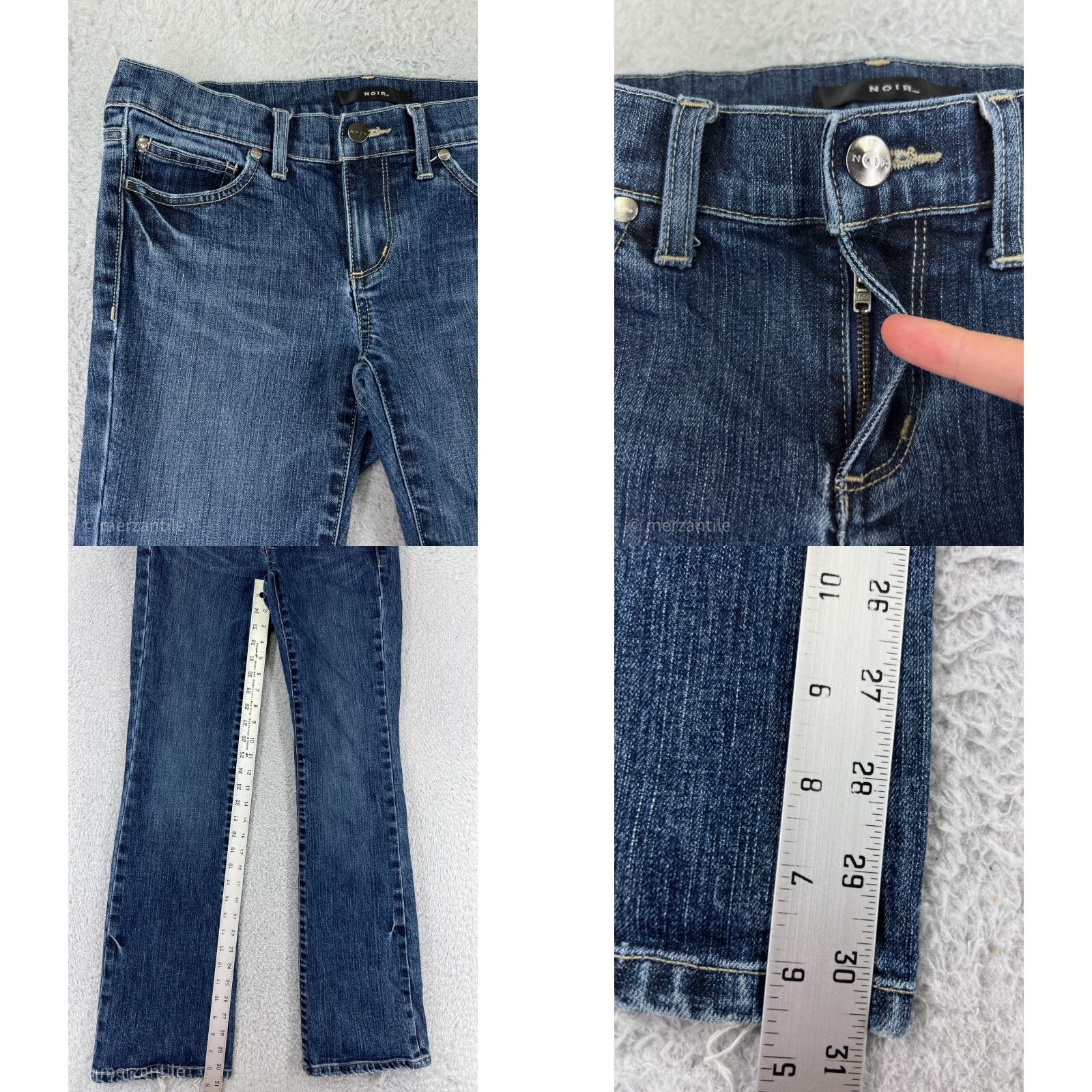 Vintage NOIR Jeans Womens 4 Bootcut Denim Blue Floral 30 in Inseam 5-Pocket Cotton Blend Regular Stretch Spring Summer Womens Jeans Size 27" / US 4 / IT 40 - 8 Thumbnail