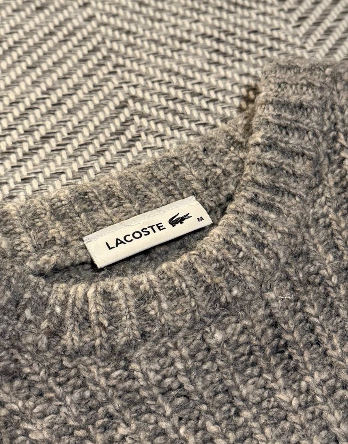 Lacoste Lacoste Gray Striped Wool Blend Sweater K24 Size M / US 6-8 / IT 42-44 - 3 Thumbnail
