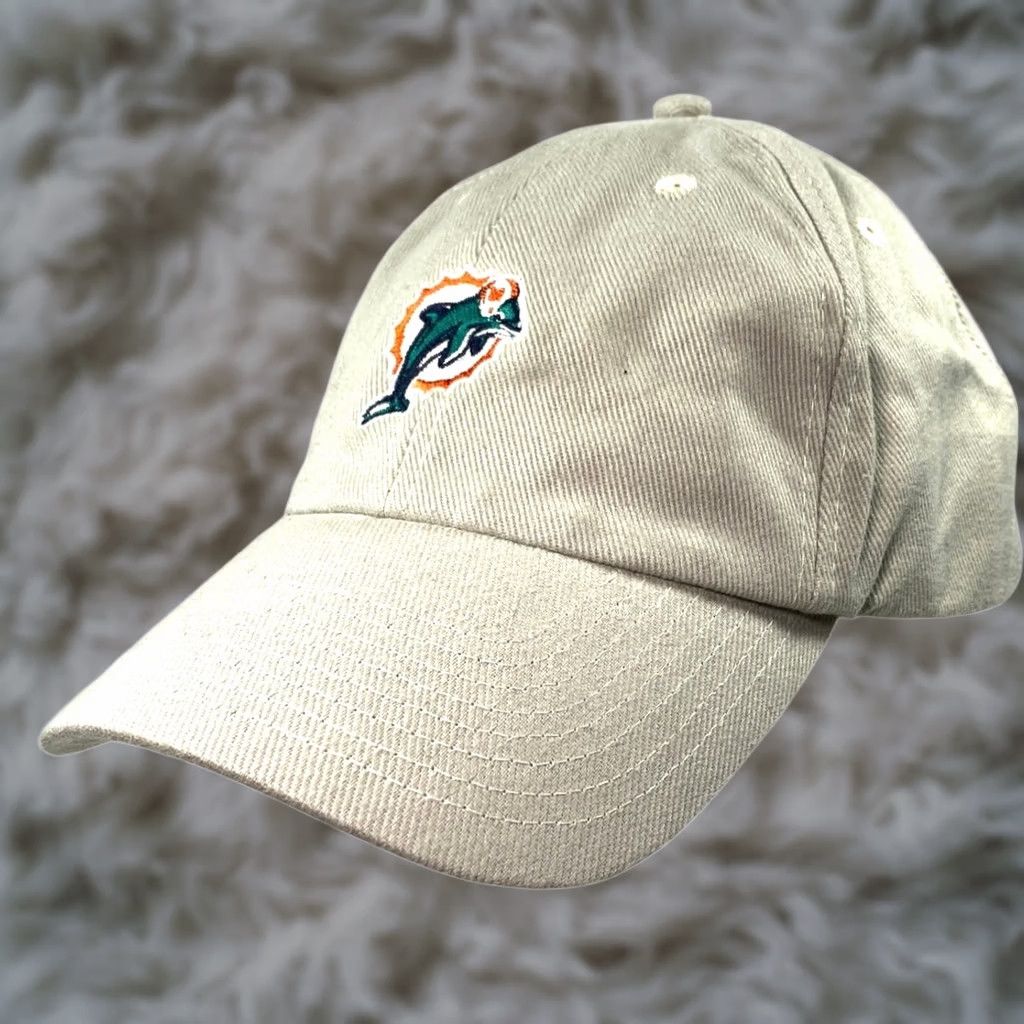 NFL VINTAGE Miami Dolphins NFL Hat Adjustable OSFA Old School Logo Casual Neutral Classic Mens One Size Beige Cap Size ONE SIZE - 1 Thumbnail