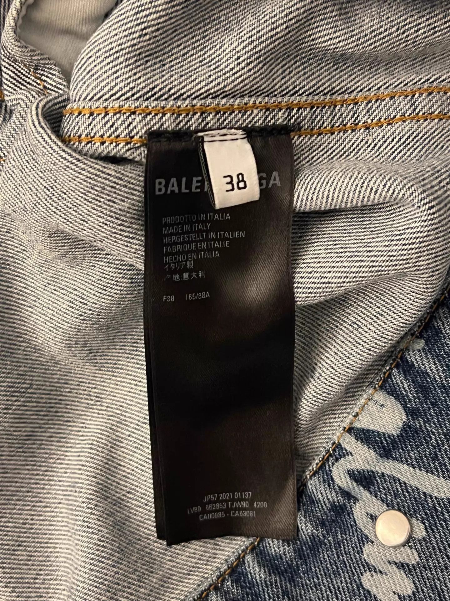 Balenciaga Balenciaga Logo All Over Print Notch Collar Denim Jacket Blue Size XS / US 0-2 / IT 36-38 - 5 Thumbnail