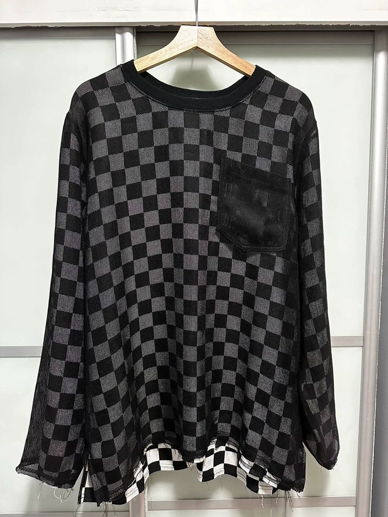 Anonymous Club black checkered long sleeve t-shirt Size US M / EU 48-50 / 2 - 1 Thumbnail