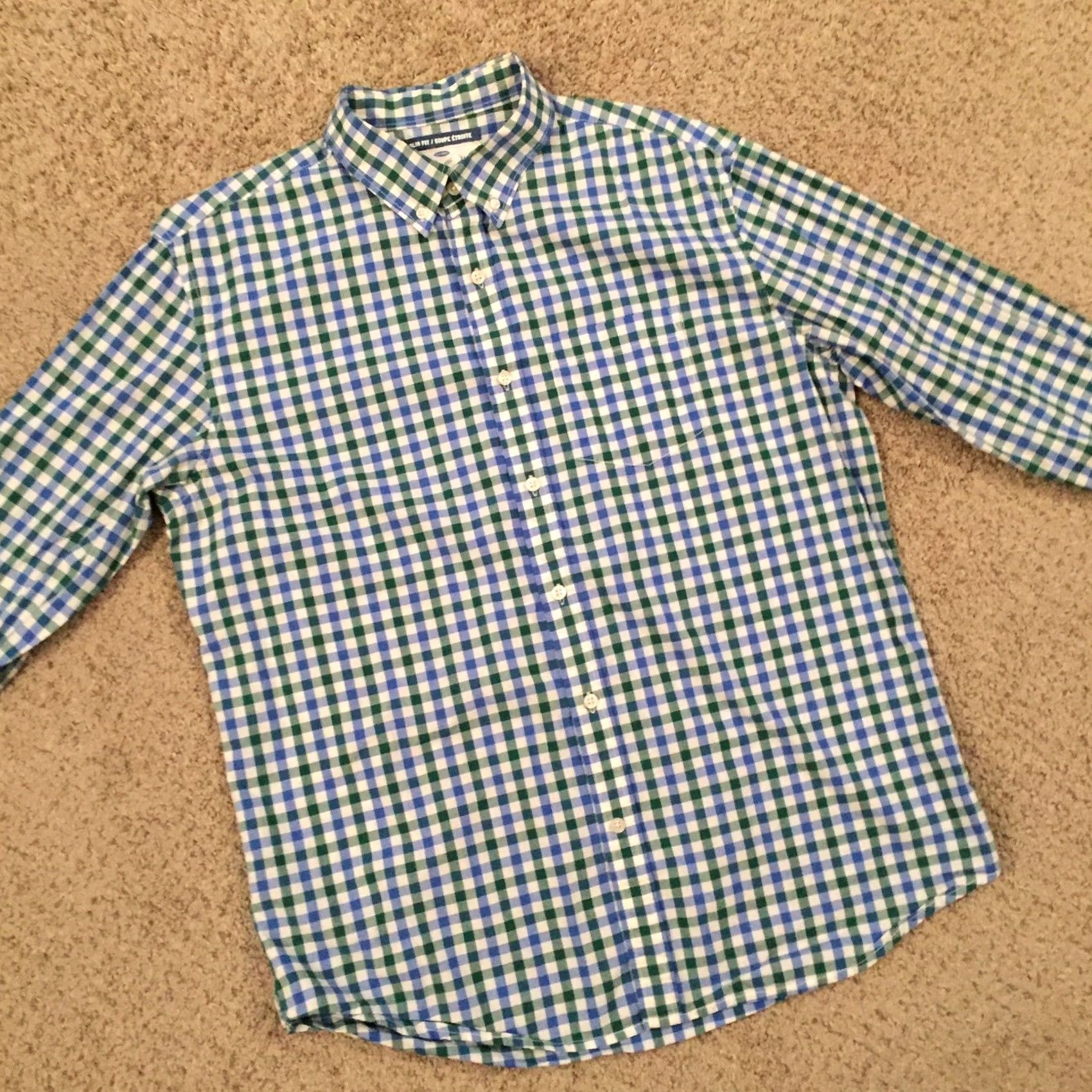 Old Navy Old Navy Shirt Men’s Large Slim Blue Green Check Long Sleeve Button Up Size US L / EU 52-54 / 3 - 5 Thumbnail