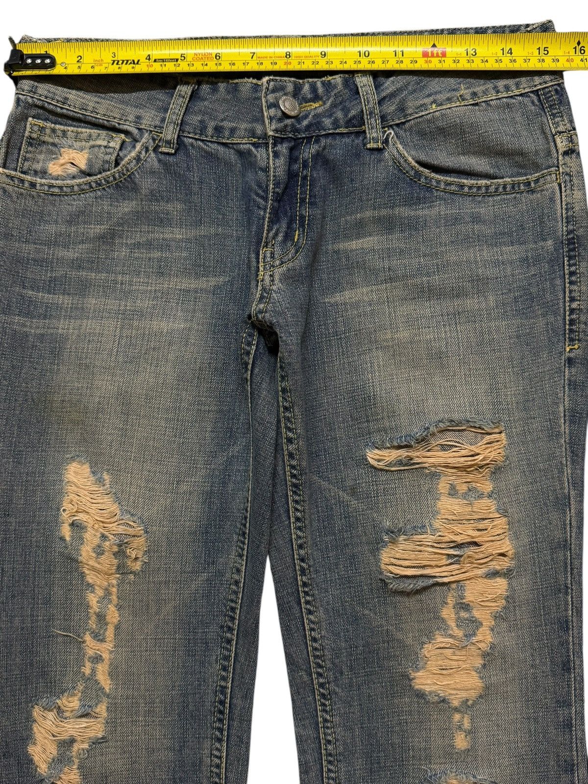 Hysteric Glamour Vintage Y2K Japanese Brand Faded Wash Ripped Wide Leg Flare Size 30" / US 8 / IT 44 - 8 Thumbnail