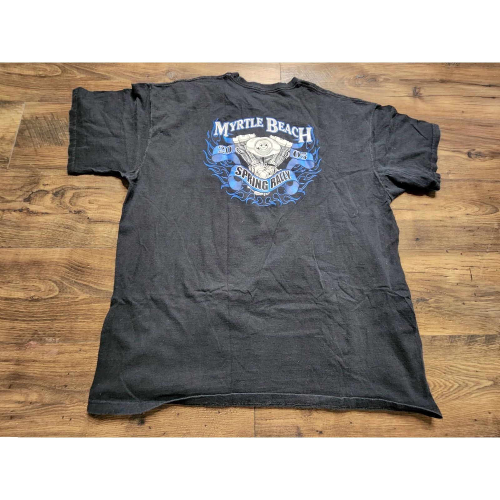 Fruit Of The Loom Mens 2XL Myrtle Beach Spring Rally 2005 Anniversary Black T Shirt Double Sided Size US XXL / EU 58 / 5 - 2 Thumbnail