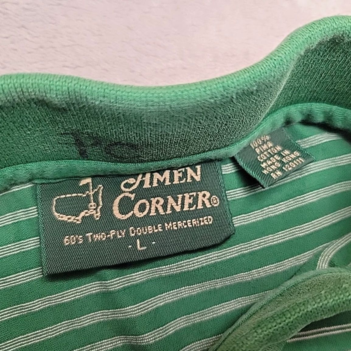 Vintage VINTAGE Amen Corner Polo Mens L Green Stripe Masters Golf Logo Pima Cotton Casual Size US L / EU 52-54 / 3 - 5 Thumbnail