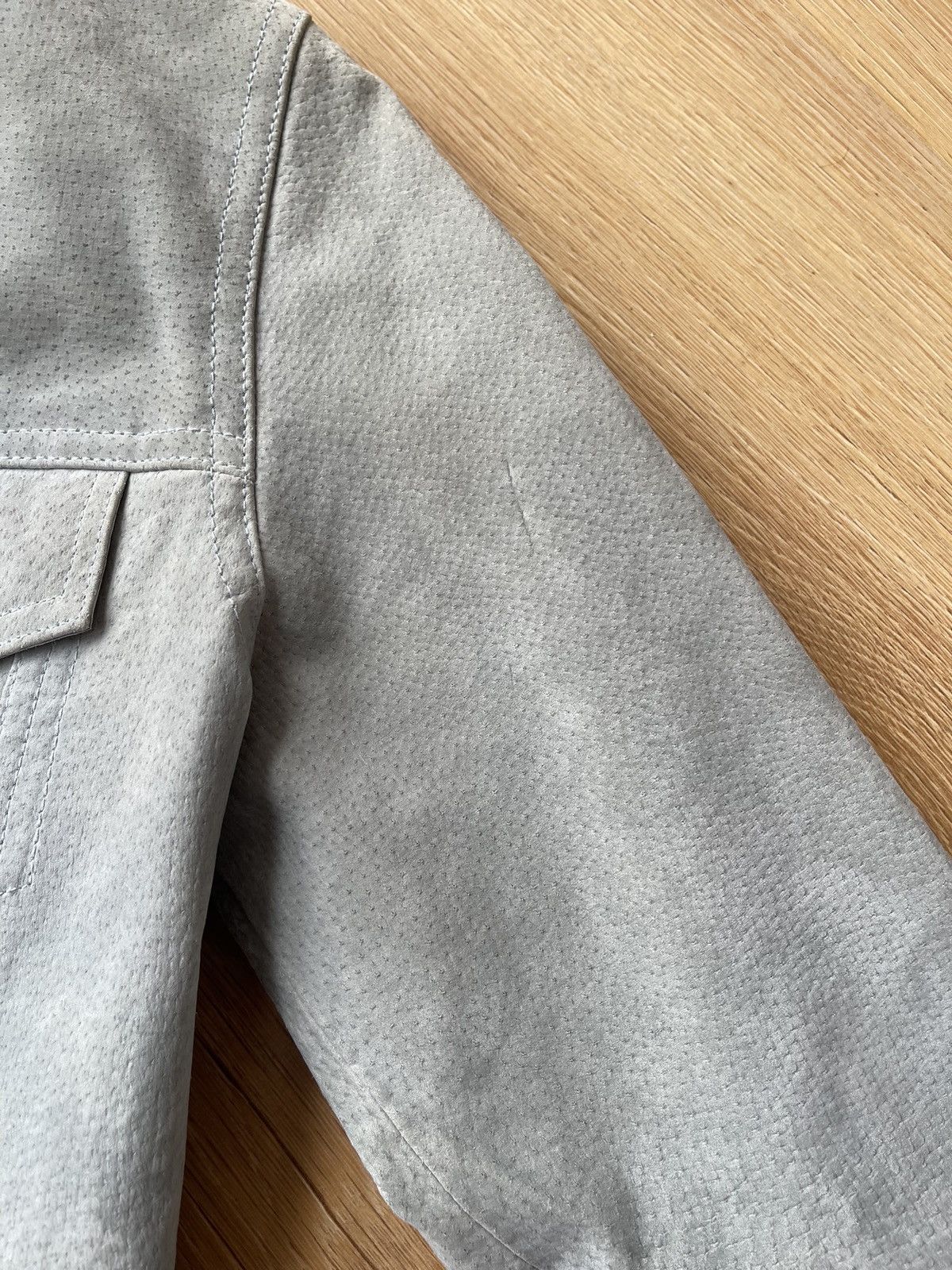 Vintage REAL RABBIT FUR Archive Baby Blue Suede Leather Jacket Y2K Size S / US 4 / IT 40 - 17 Thumbnail