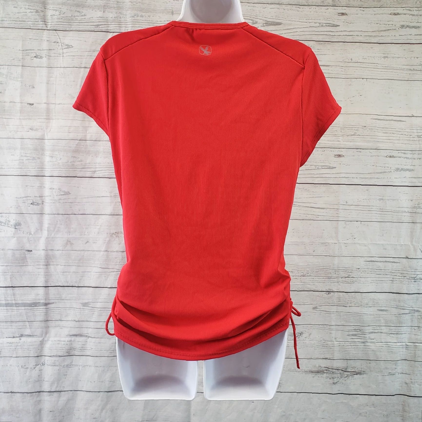 Vintage Carve Designs Womens Ribbed 1/2 Zip Top Sz L Red Short Sleeve Ruched Sides T-Shirt Baseball 1/2 Zip Size L / US 10 / IT 46 - 4 Thumbnail