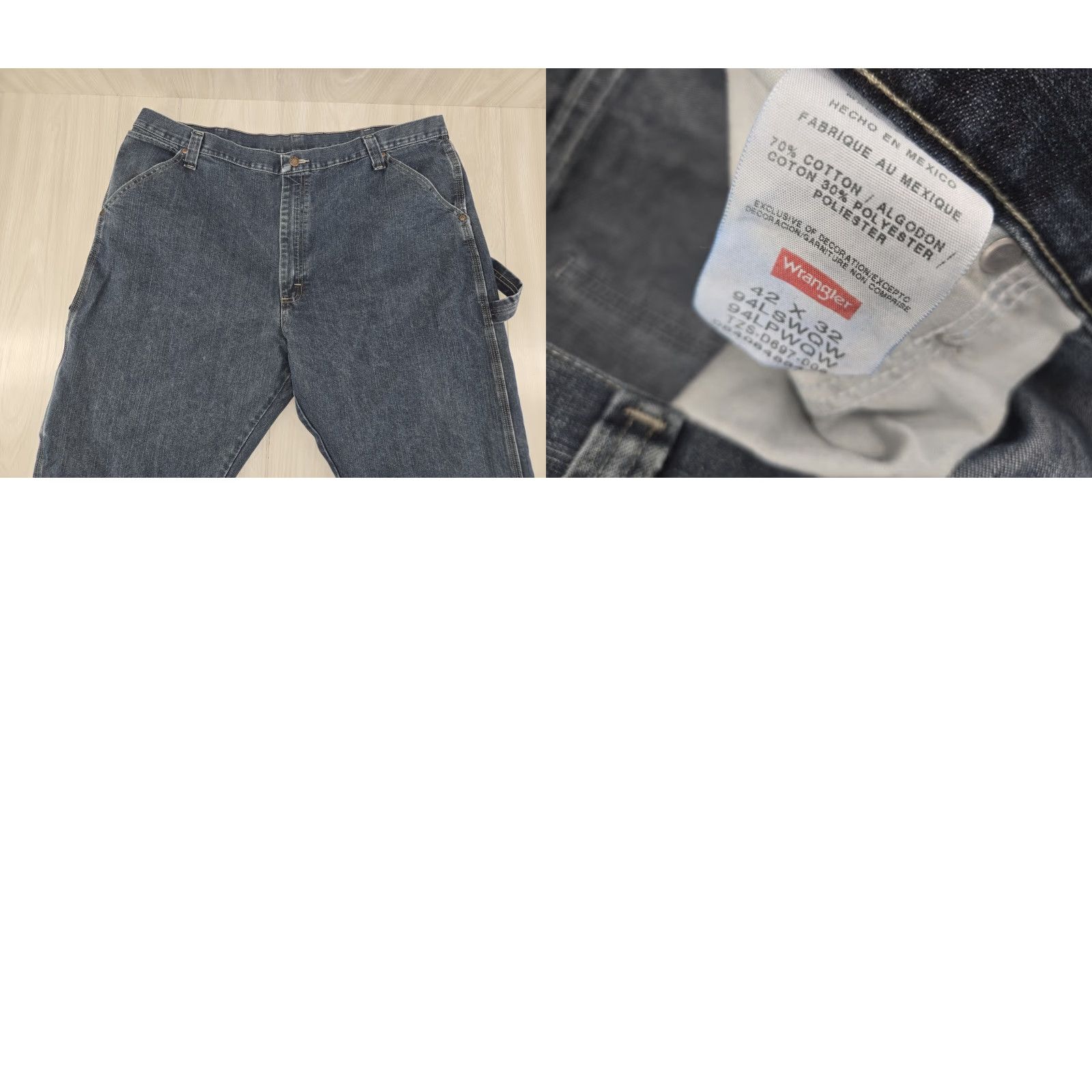 Wrangler Wrangler Jeans 42x32 Mens Regular Fit Straight Leg Blue Carpenter 94LSWQW Size US 42 / EU 58 - 8 Thumbnail