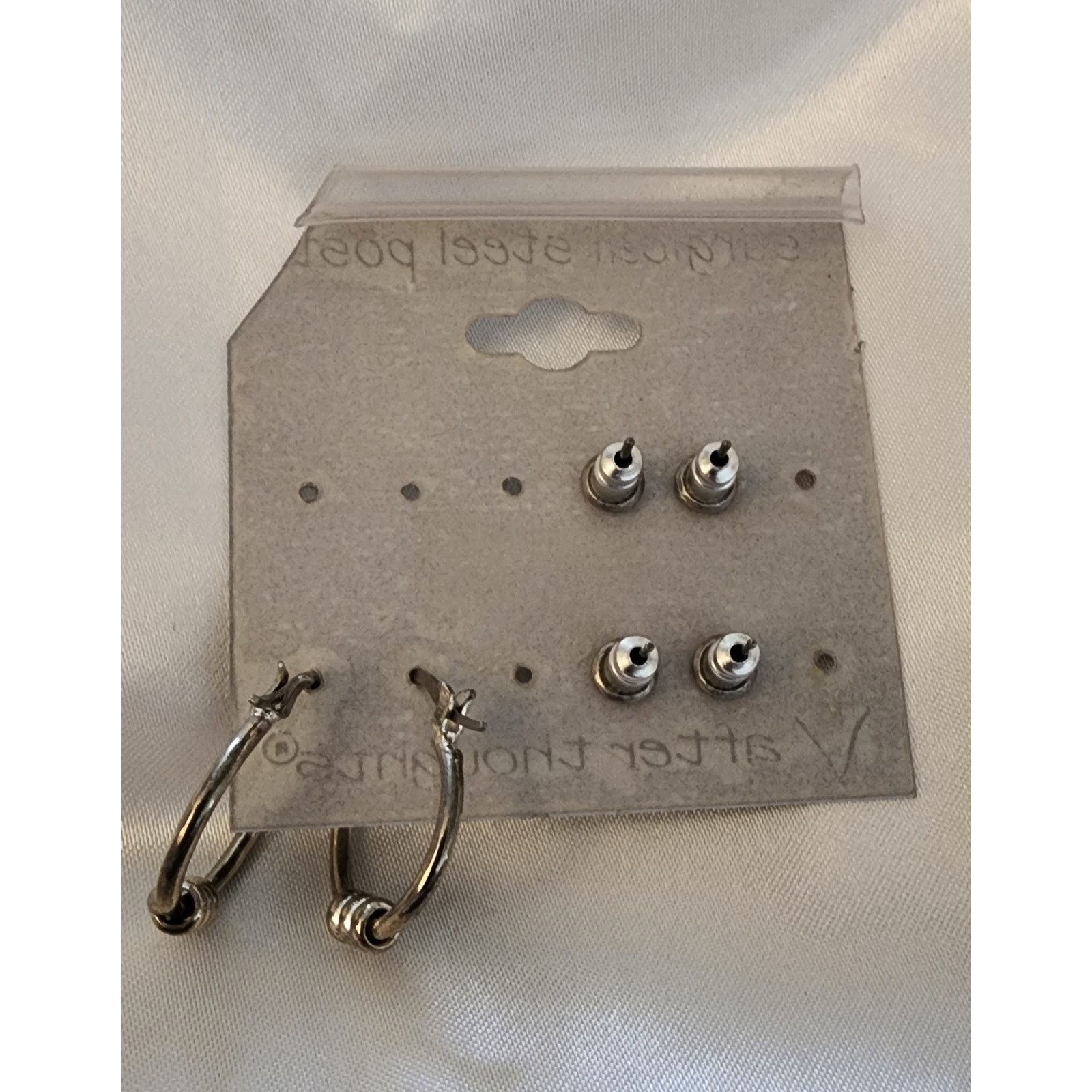 Other Three pair stainless steel earrings shamrock, flowers, hoops Size ONE SIZE - 2 Thumbnail