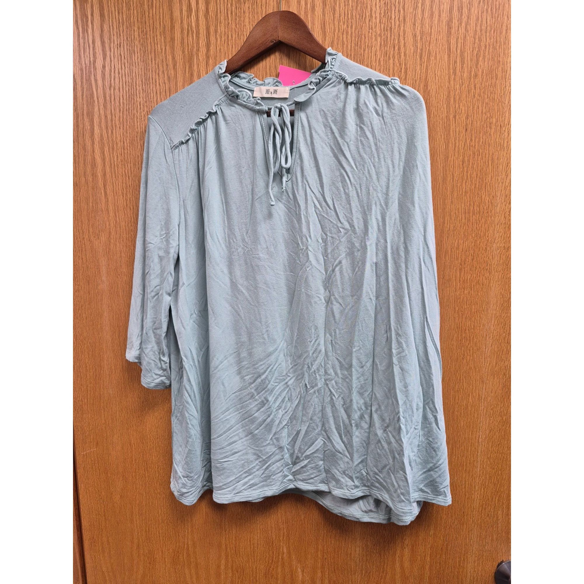 Other 3/4 Sleeve Ruffle Tunic Top Green Women's Shirt Large Size L / US 10 / IT 46 - 2 Thumbnail