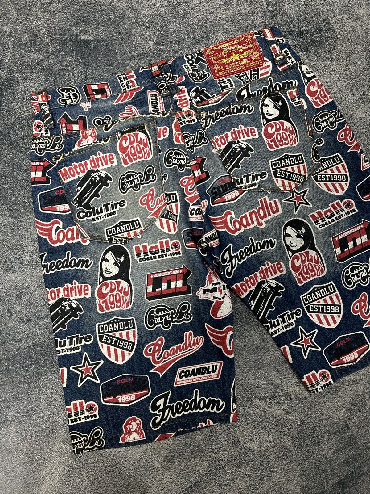 Japanese Brand Y2K CO&LU Hysteric Glamour style Denim Full Print Size US 33 - 8 Thumbnail