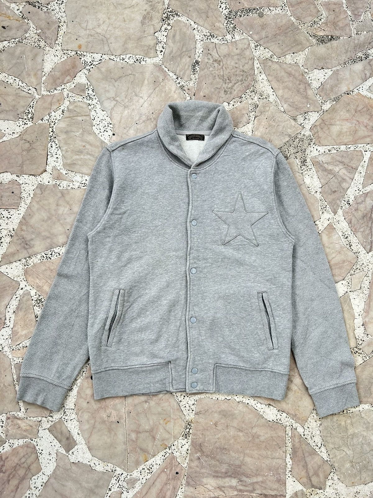 image of Issey Miyake 291295 Homme Vintage Knit Sweatshirt Button Up in Grey, Men's (Size Medium)