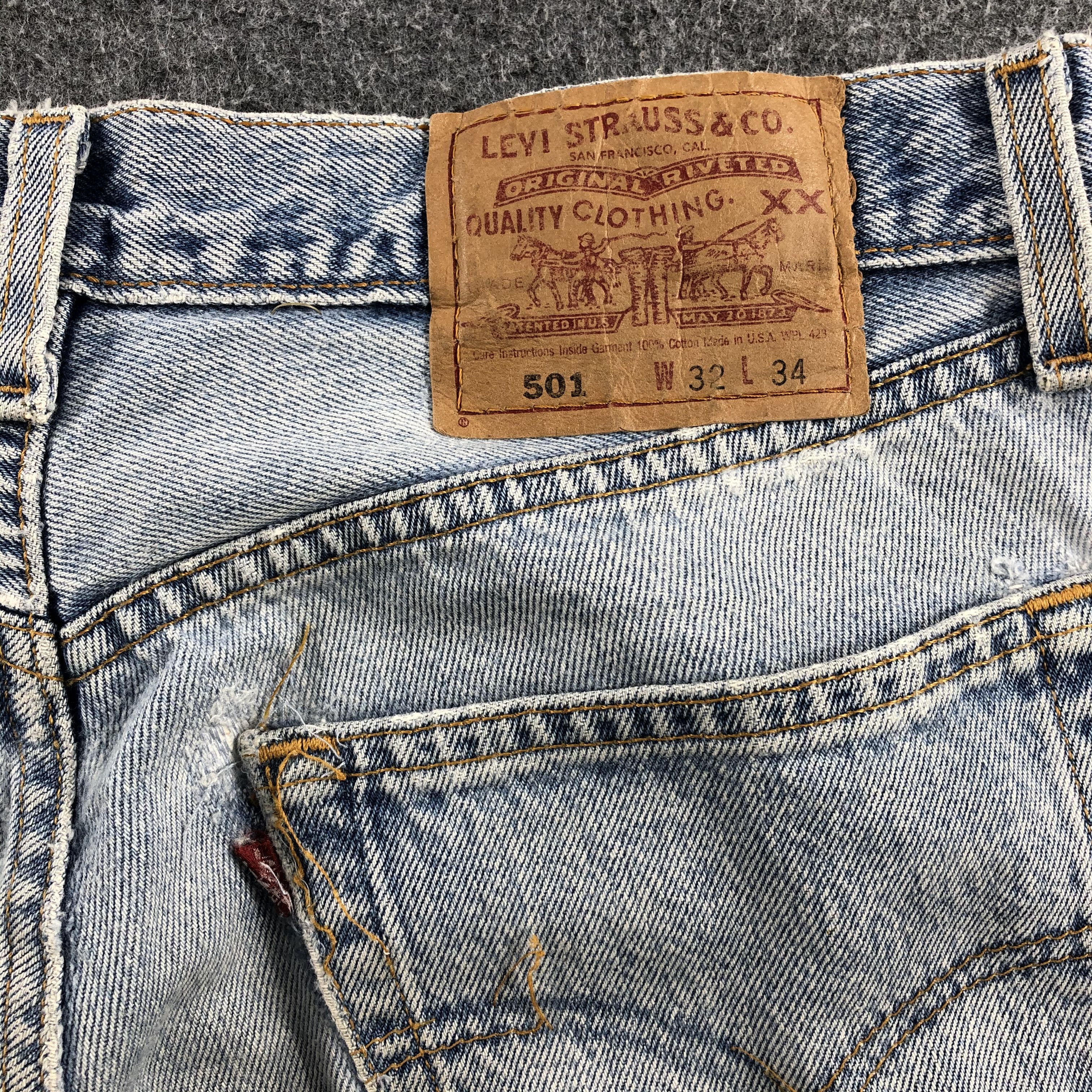 Levi's Vintage 90s Light Wash Distress Levis 501 Jeans-JM843 Size US 30 / EU 46 - 6 Thumbnail