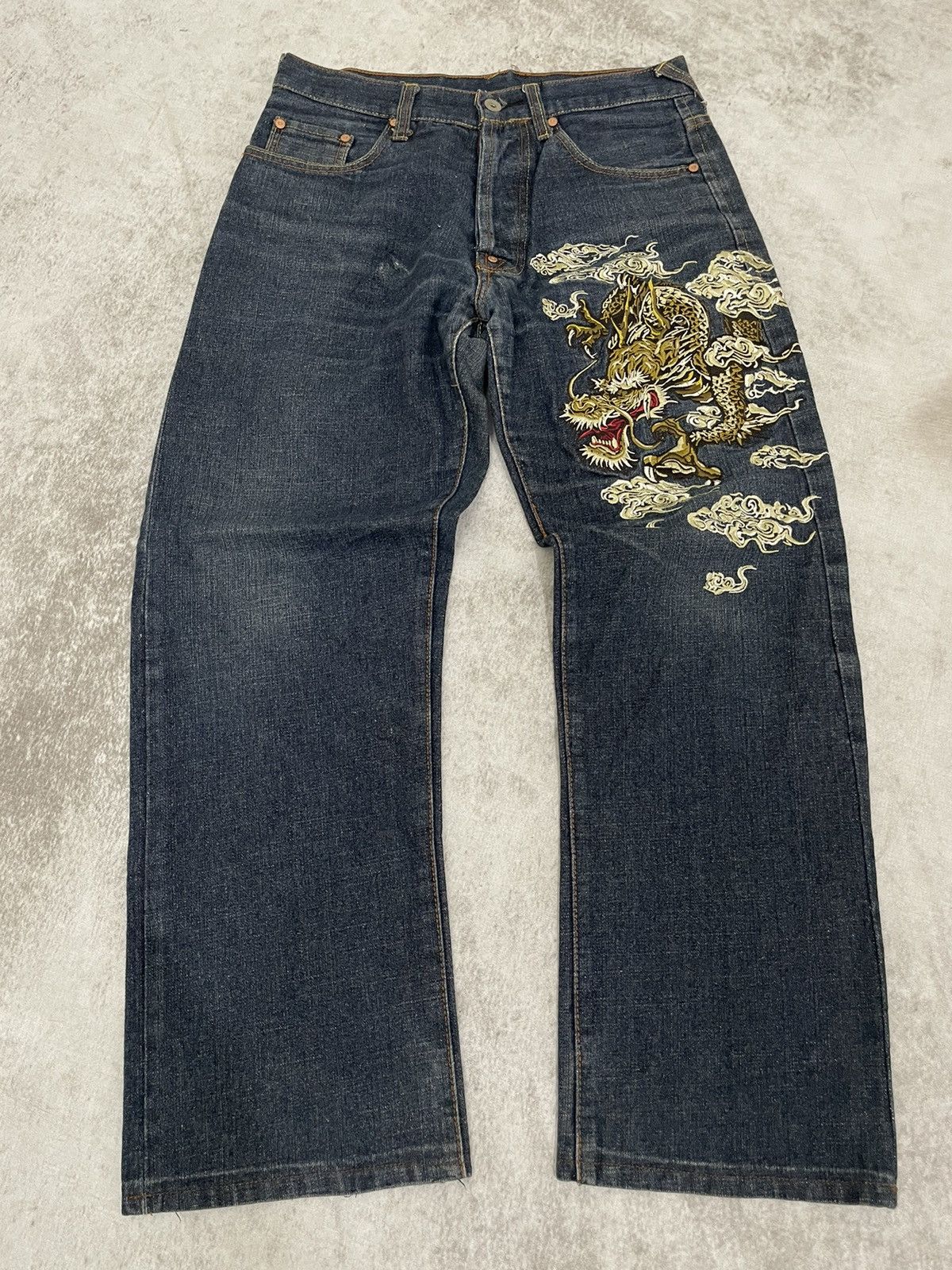2000s evisu bootleg japan Embroidery Denim y2k style