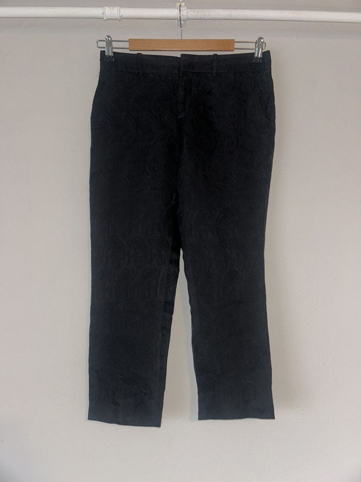 Gucci Gucci Black Silk Pants with Subtle Paisley Pattern - Size 42 Size 28" / US 6 / IT 42 - 2 Thumbnail