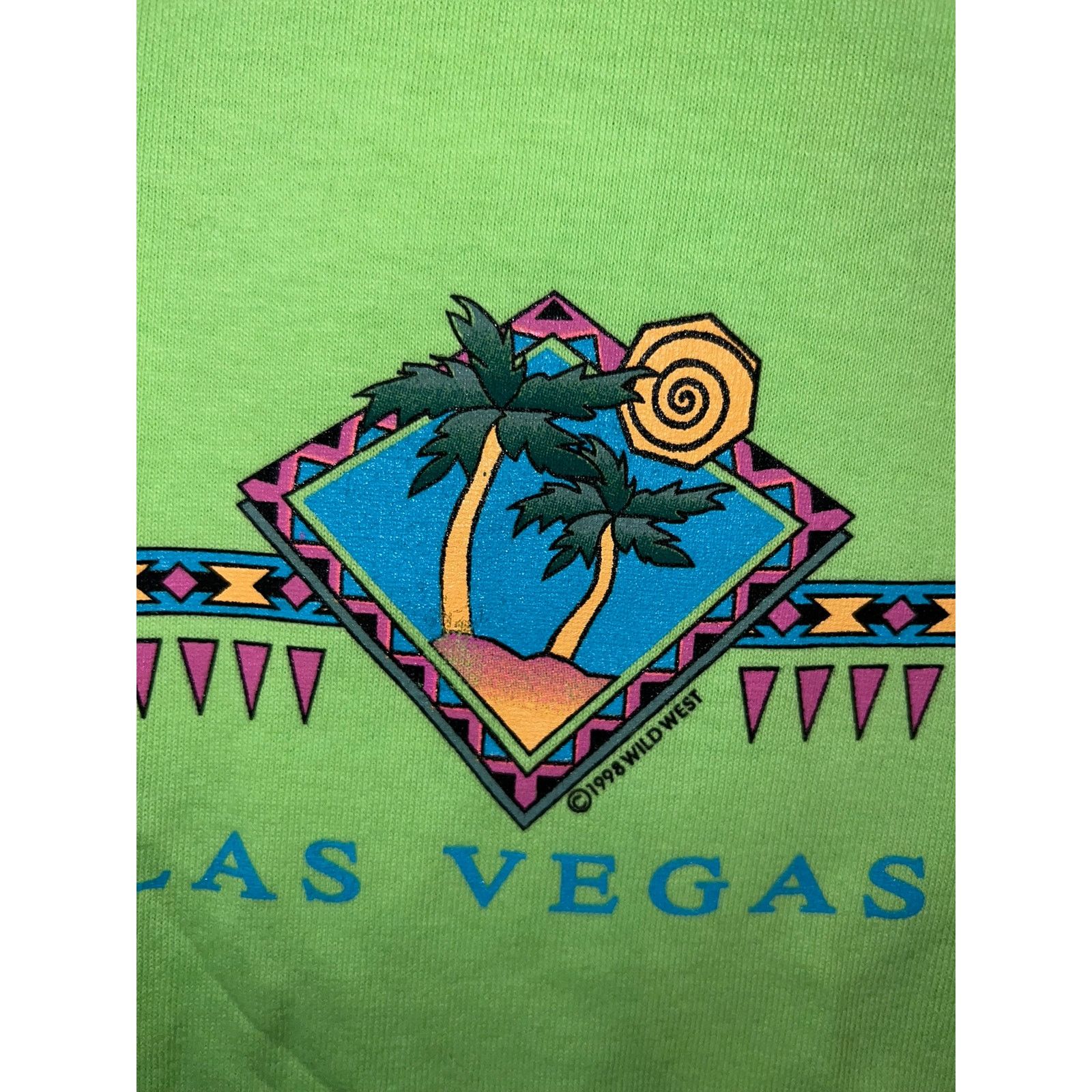 Anvil Vintage Las Vegas Shirt Palm Tree Green Graphic Tee VTG 90s Size US L / EU 52-54 / 3 - 4 Thumbnail