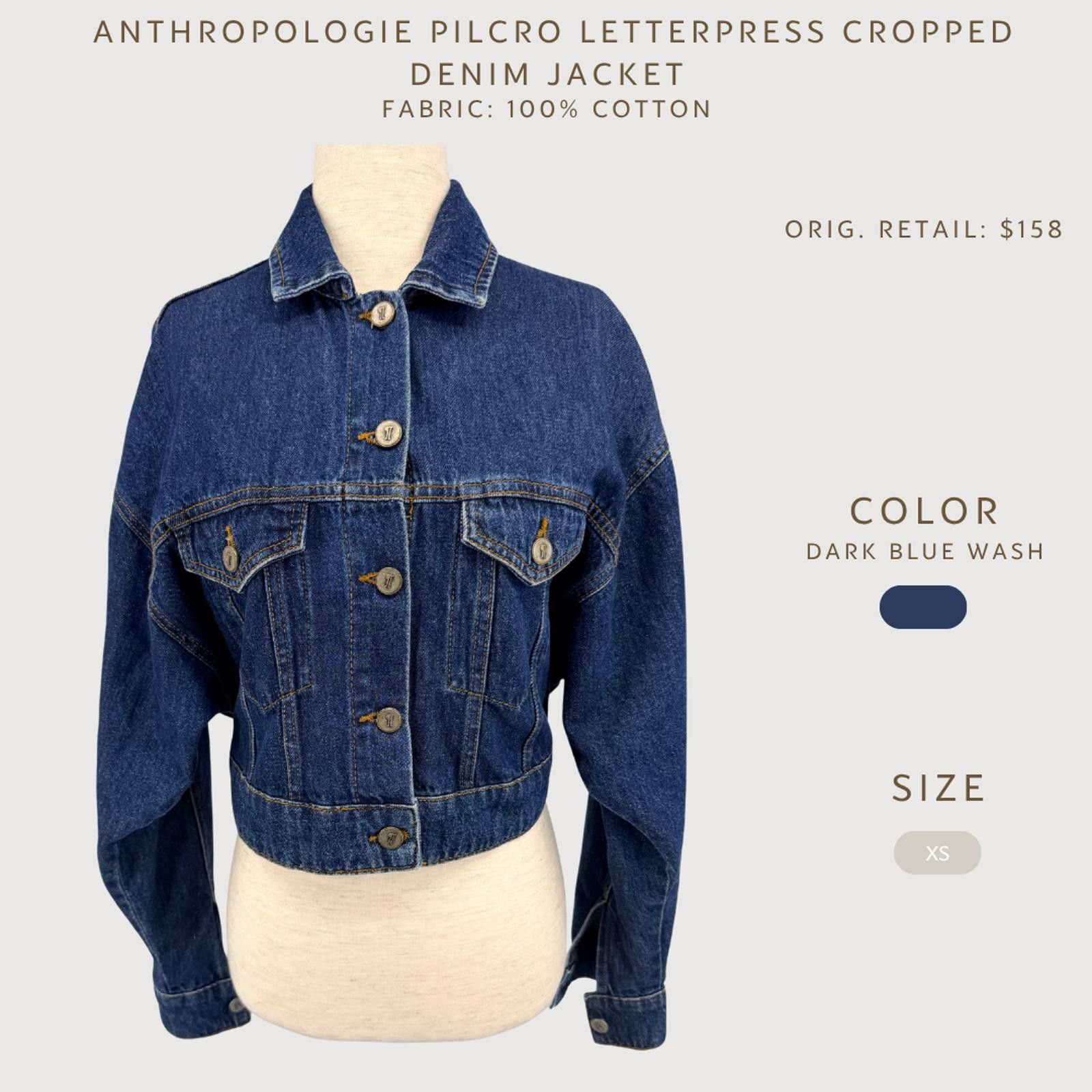 Other Anthro Pilcro Cropped Denim Jacket Dark Wash XS Chic Size XS / US 0-2 / IT 36-38 - 2 Thumbnail