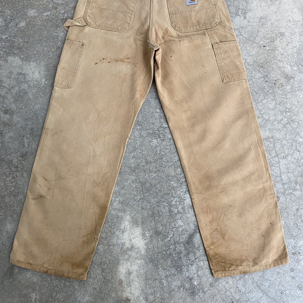 Carhartt VTG Carhartt Double Knee Faded Tan Dirty Carpenter Pants Size US 33 - 13 Thumbnail