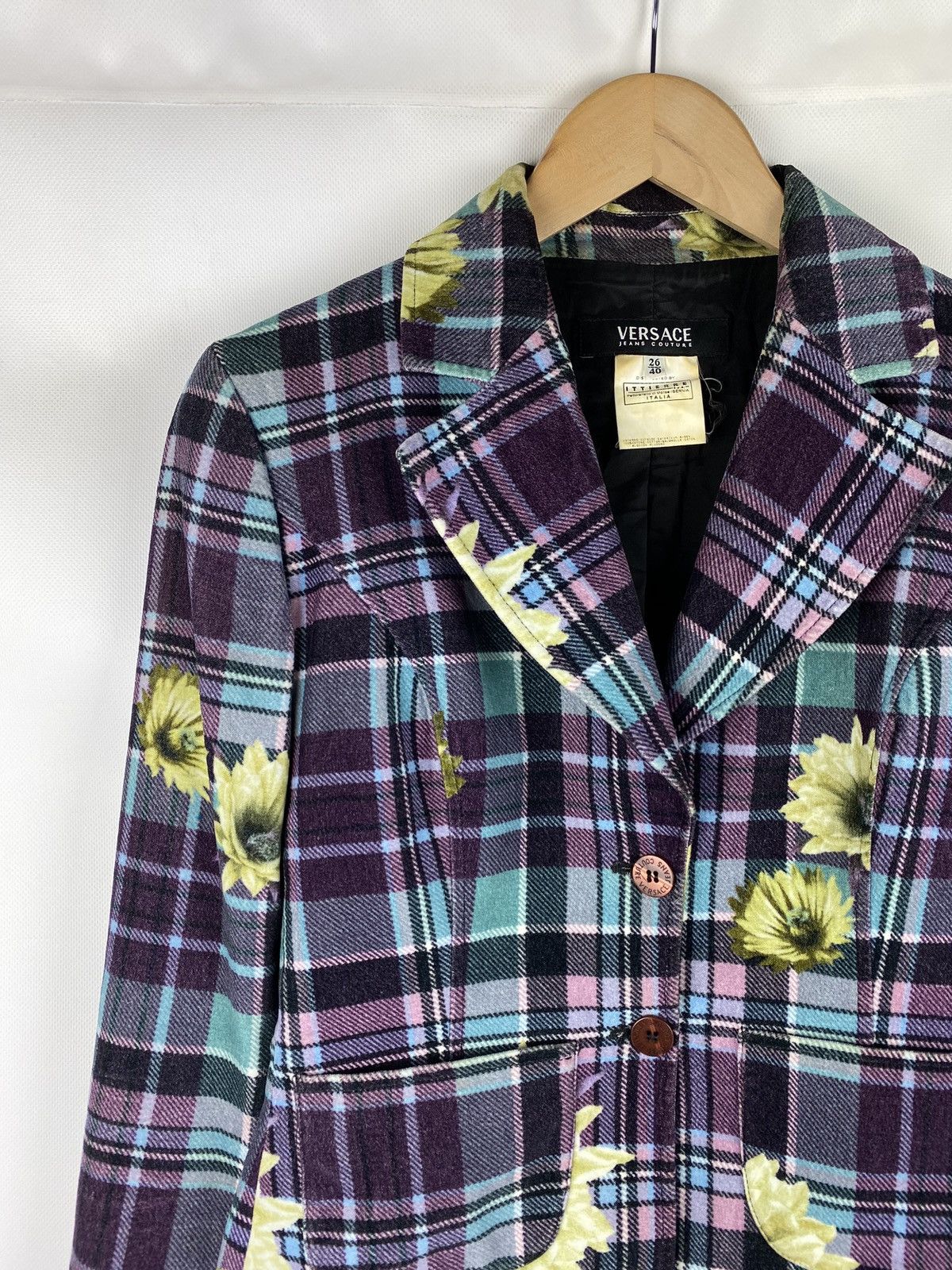 Versace Jeans Couture × Vintage Versace Jeans Couture floral pattern checked blazer jacket Size S / US 4 / IT 40 - 5 Thumbnail