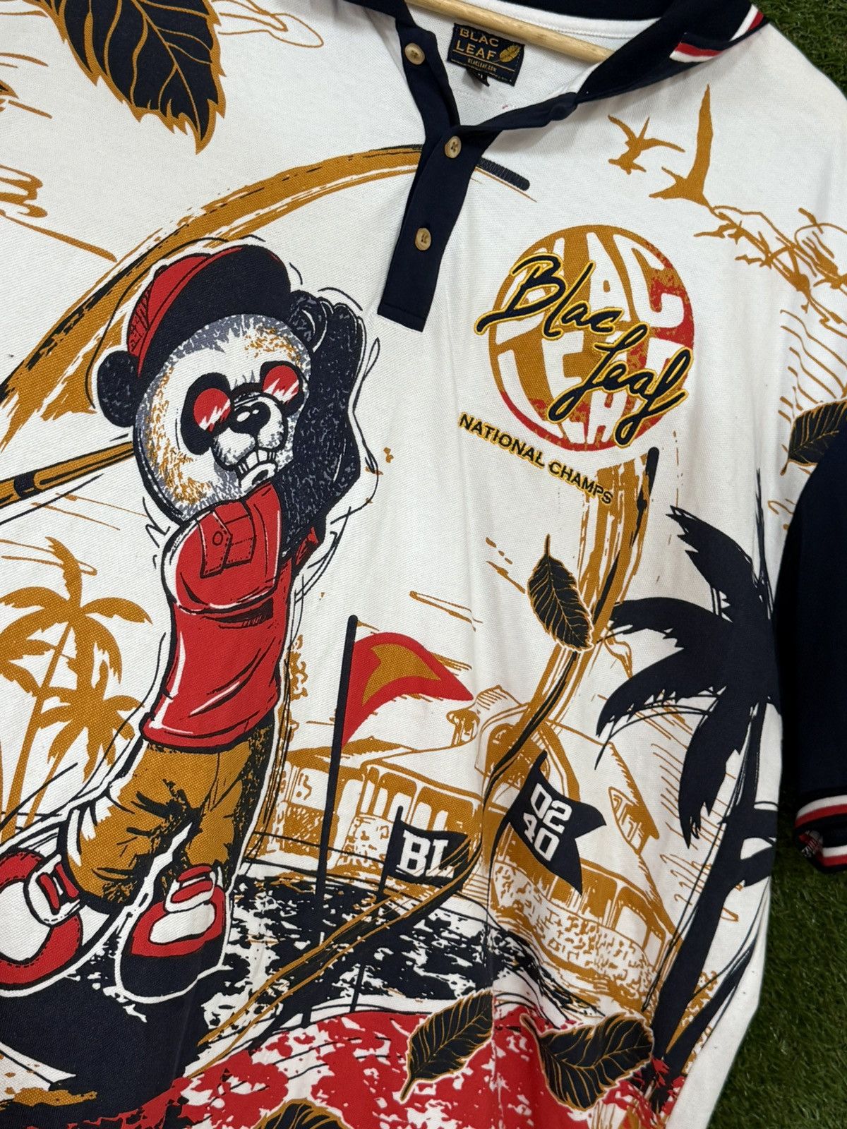 Other Blac Leaf Bear All Over Print Golf Polo Shirt 4XL XXXXL Size US XXL / EU 58 / 5 - 2 Thumbnail