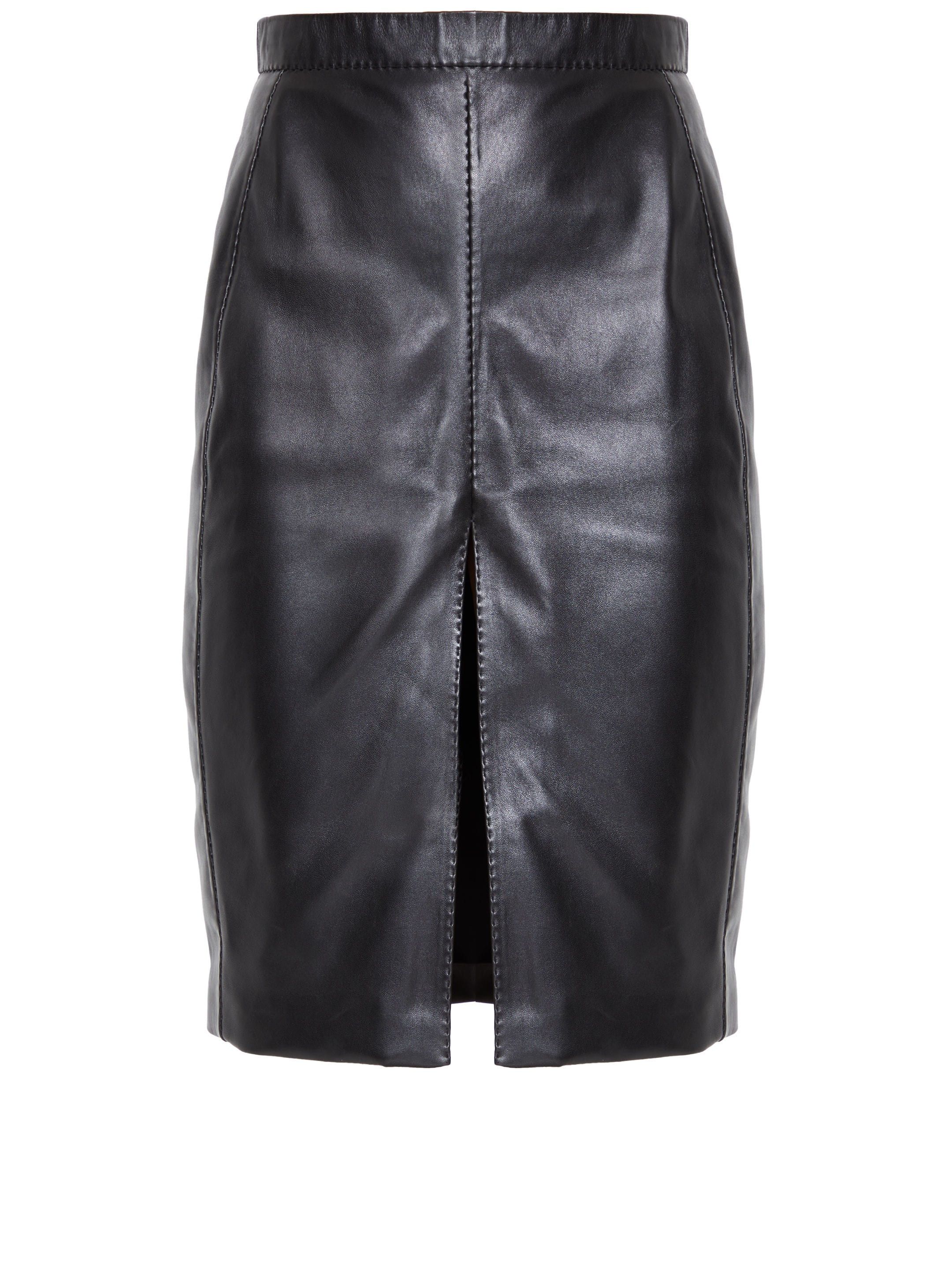 Saint Laurent Paris o1b1hav110325 764907 Pencil Skirt in Shiny Lambskin in Black Size 28" / US 6 / IT 42 - 1 Thumbnail