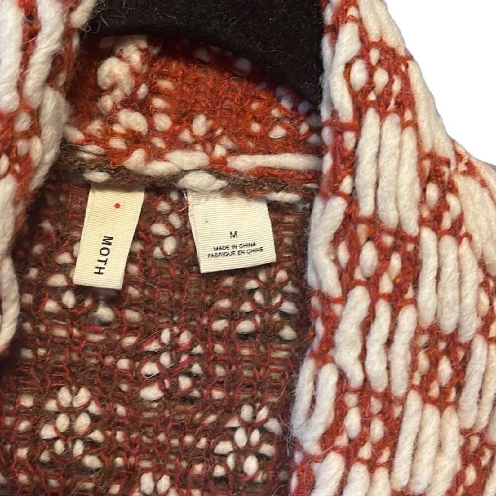 Designer Anthropologie wool blend boho fringed sweater medium Size M / US 6-8 / IT 42-44 - 4 Thumbnail