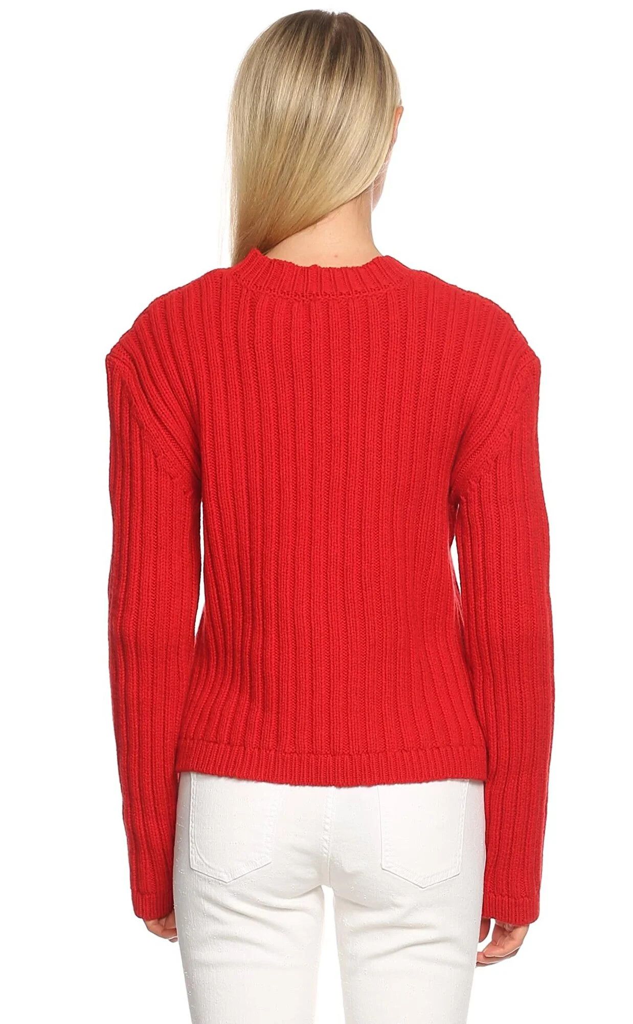 Mugler MUGLER red metallic bar wool cashmere sweater Medium q Size M / US 6-8 / IT 42-44 - 4 Thumbnail
