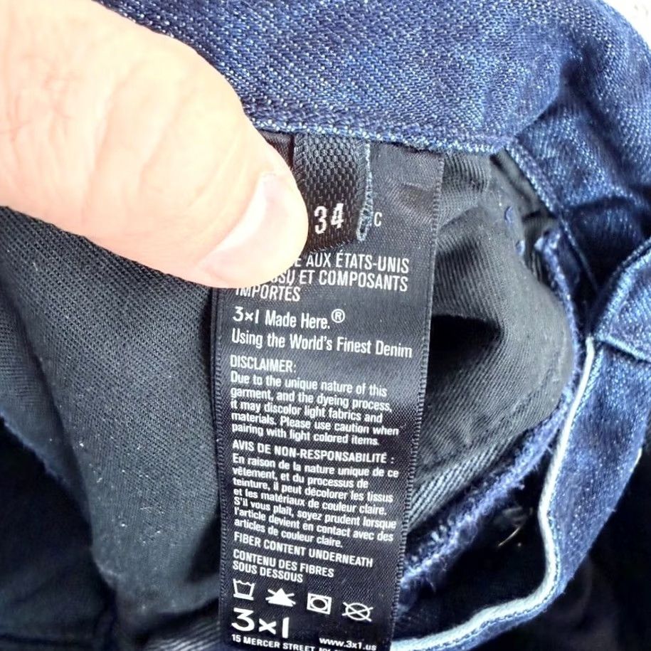 3x1 3x1 NYC M5 Low Rise Slim Selvedge Jeans Button Fly 34x33 Blue Denim Men Slim Tight Fit 5-Pocket USA Sonar Size US 34 / EU 50 - 3 Thumbnail