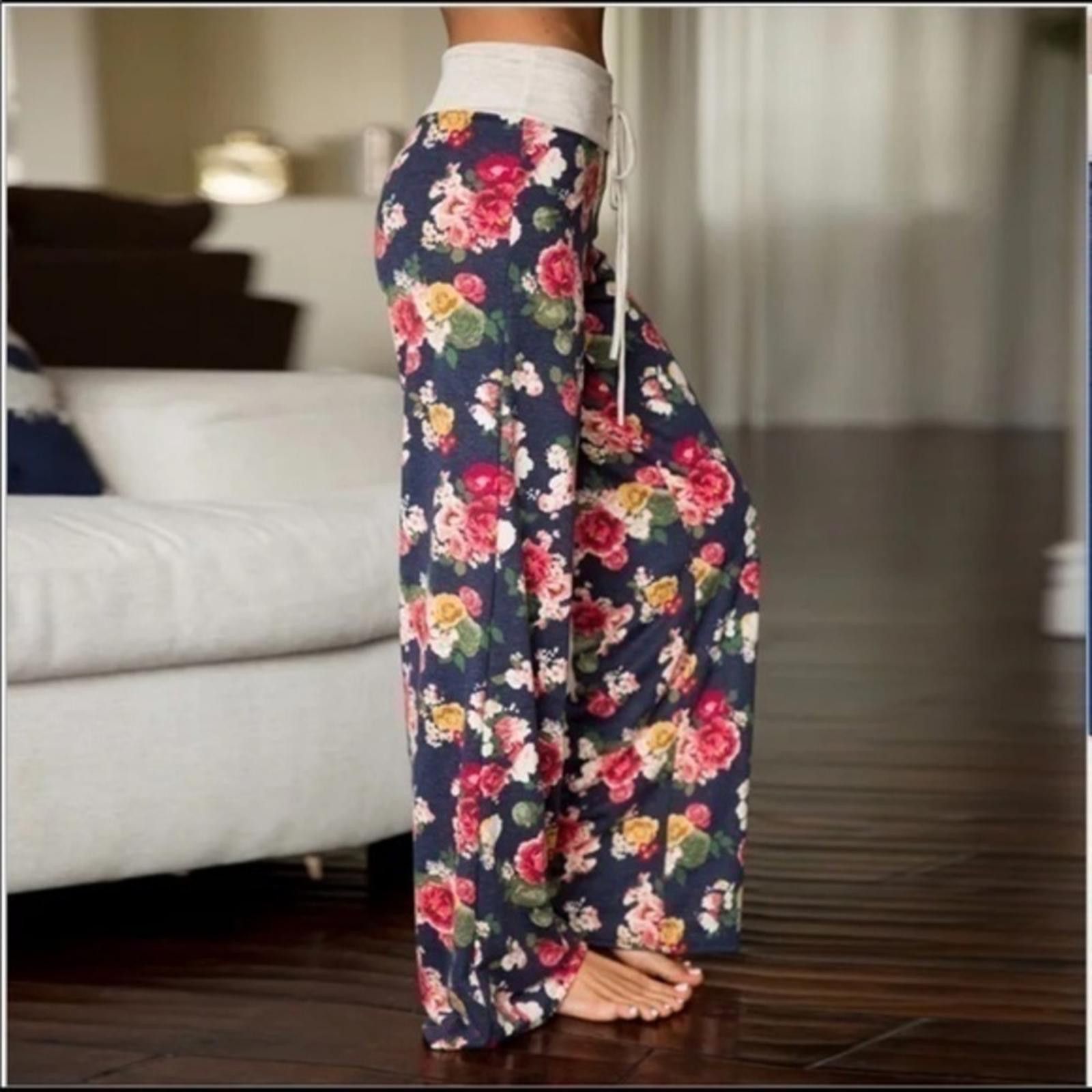 Designer Floral Drawstring Lounge Pants NWT Size 32" / US 10 / IT 46 - 2 Thumbnail